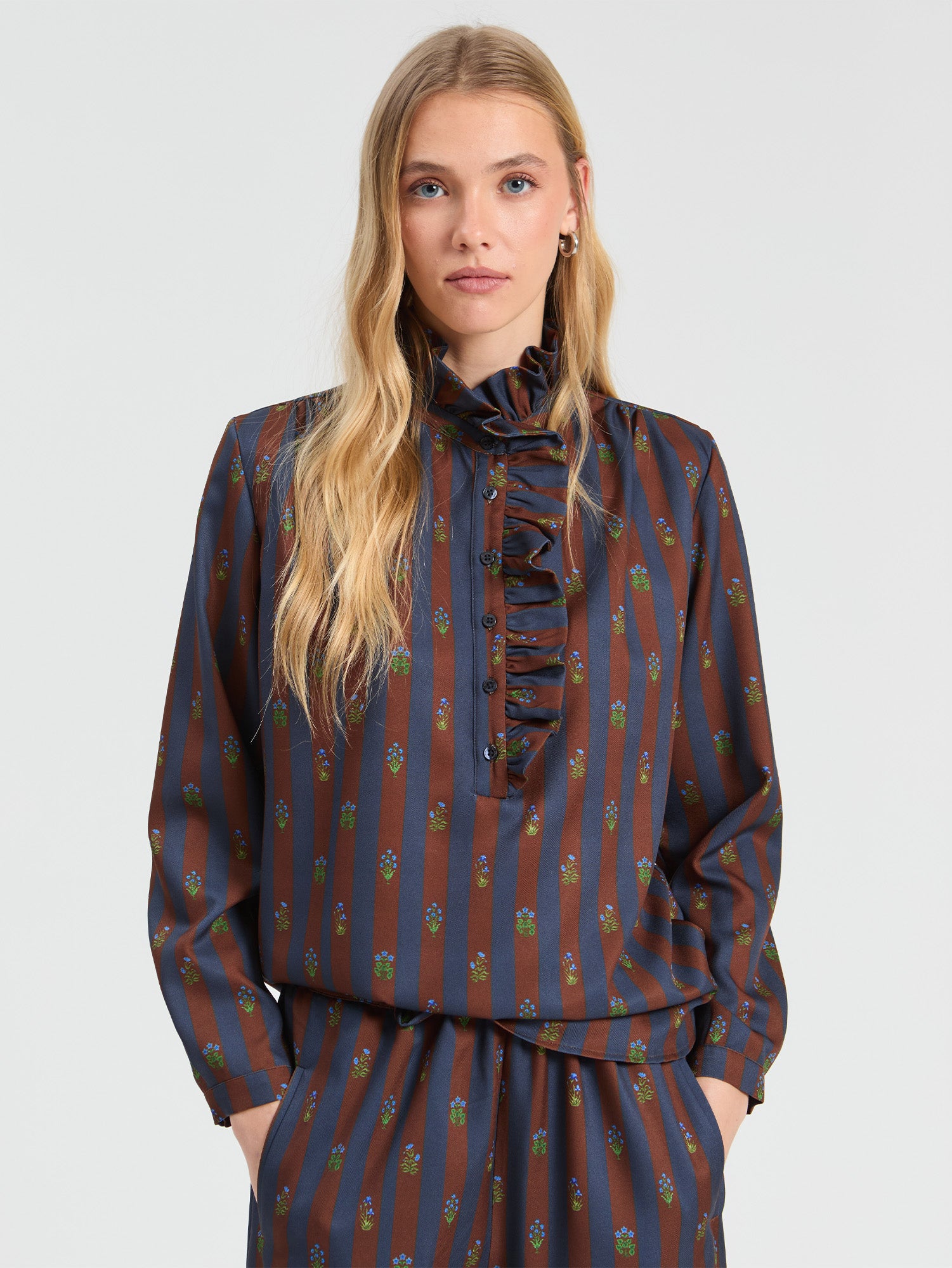 STRIPED INDIAN FLOWER SHIRT