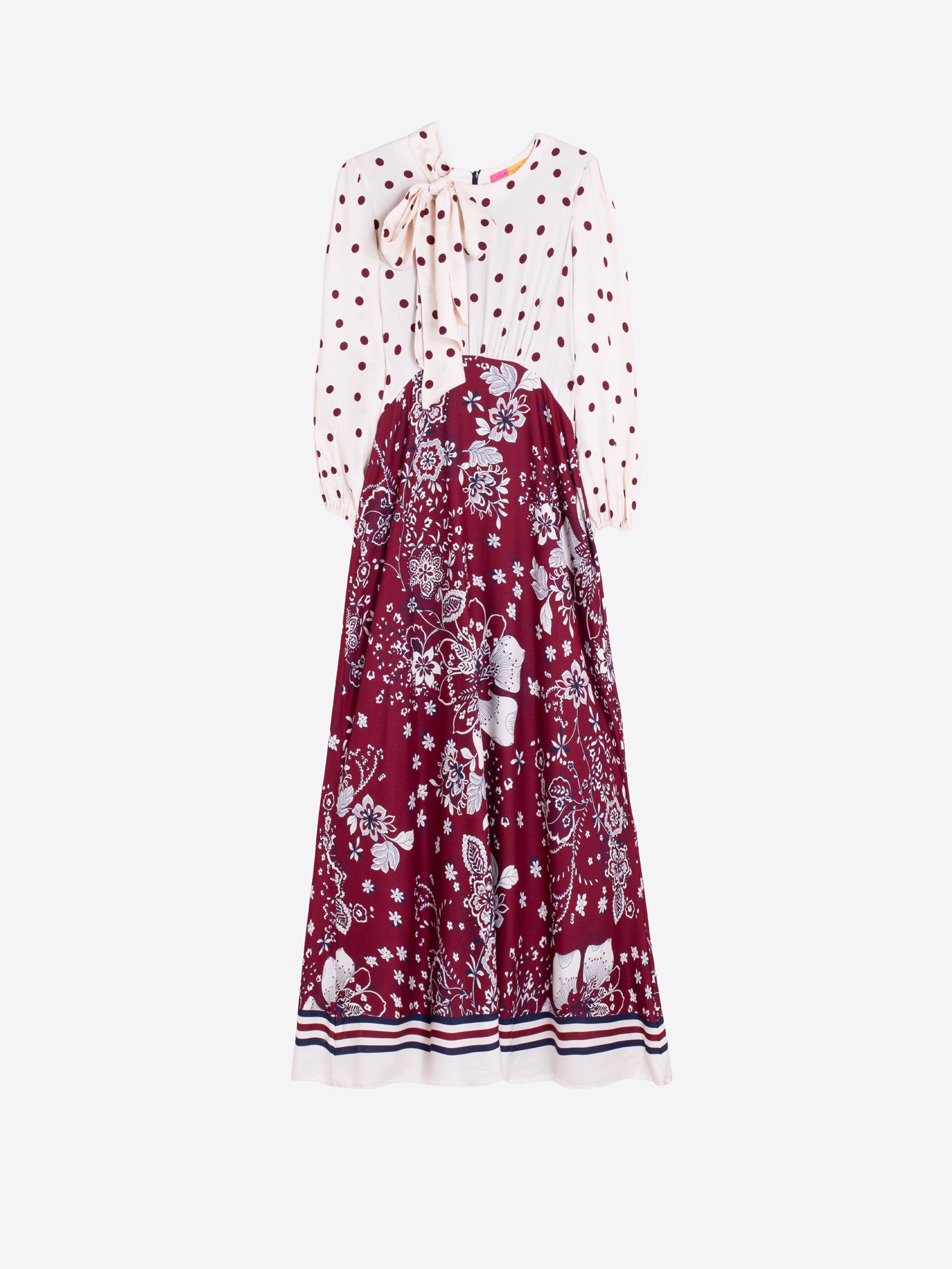 LONG BURGUNDY DRESS FLORAL STARS