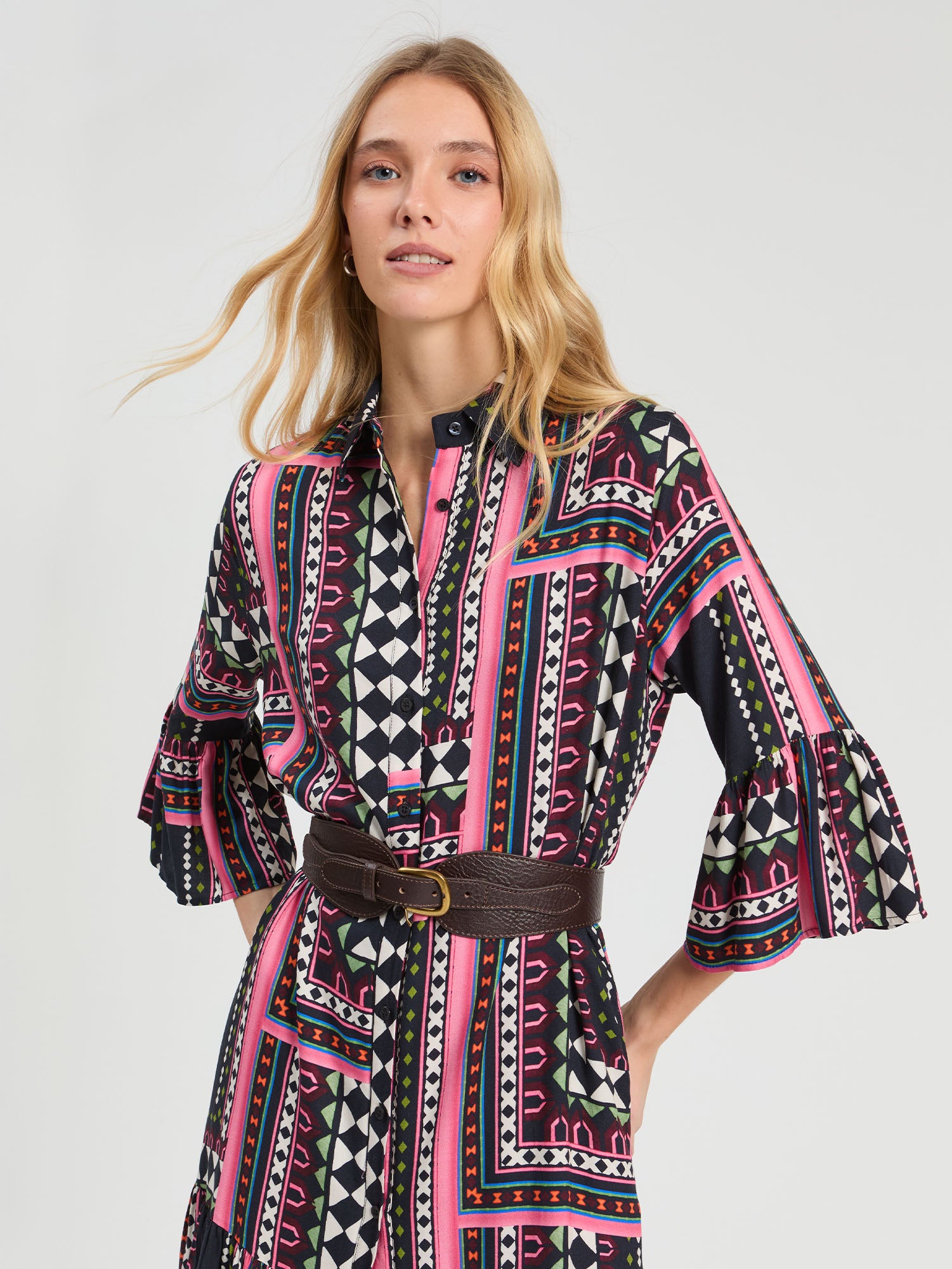 MULTICOLOR GEOMETRIC SHORT DRESS