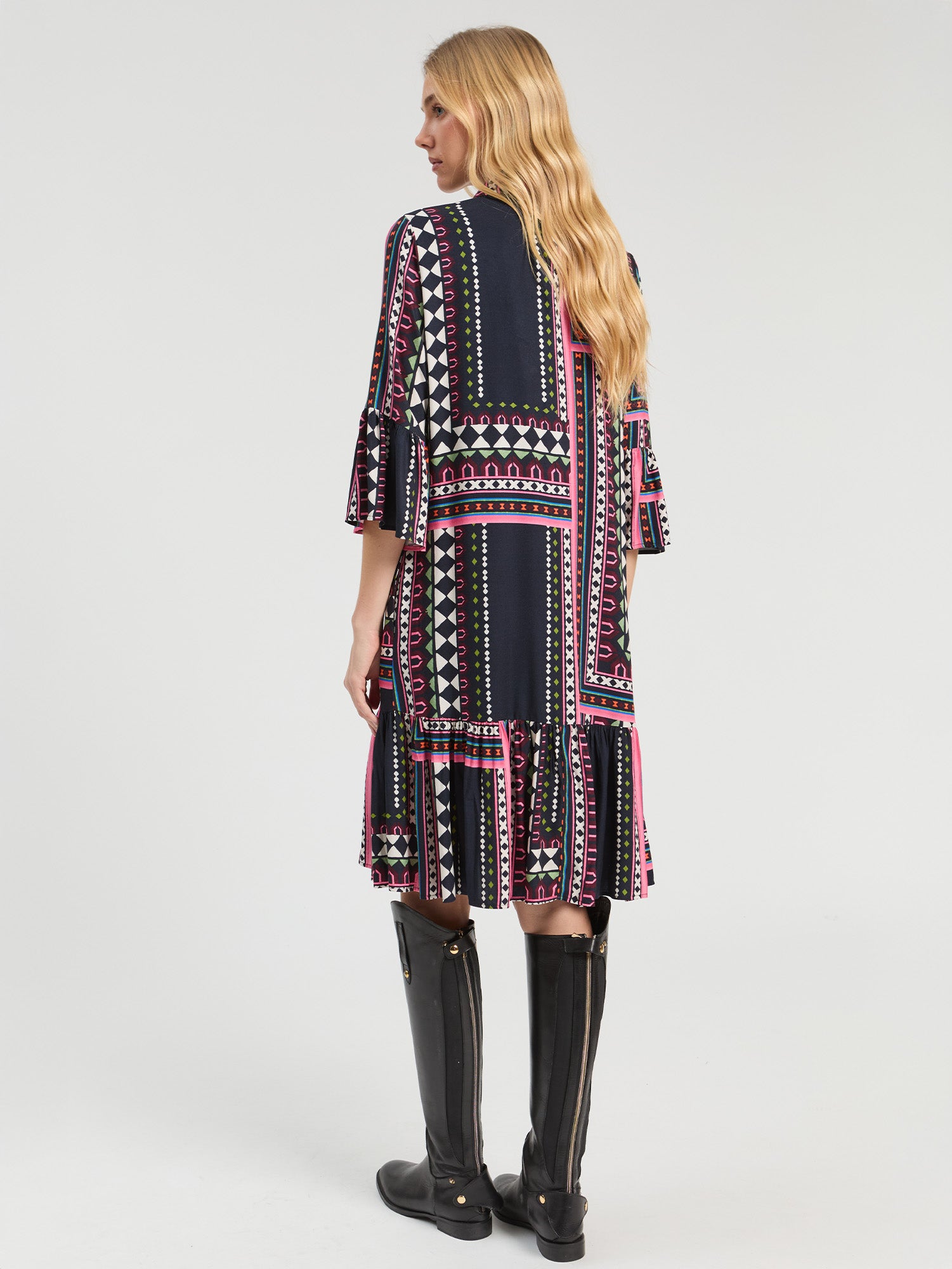 MULTICOLOR GEOMETRIC SHORT DRESS