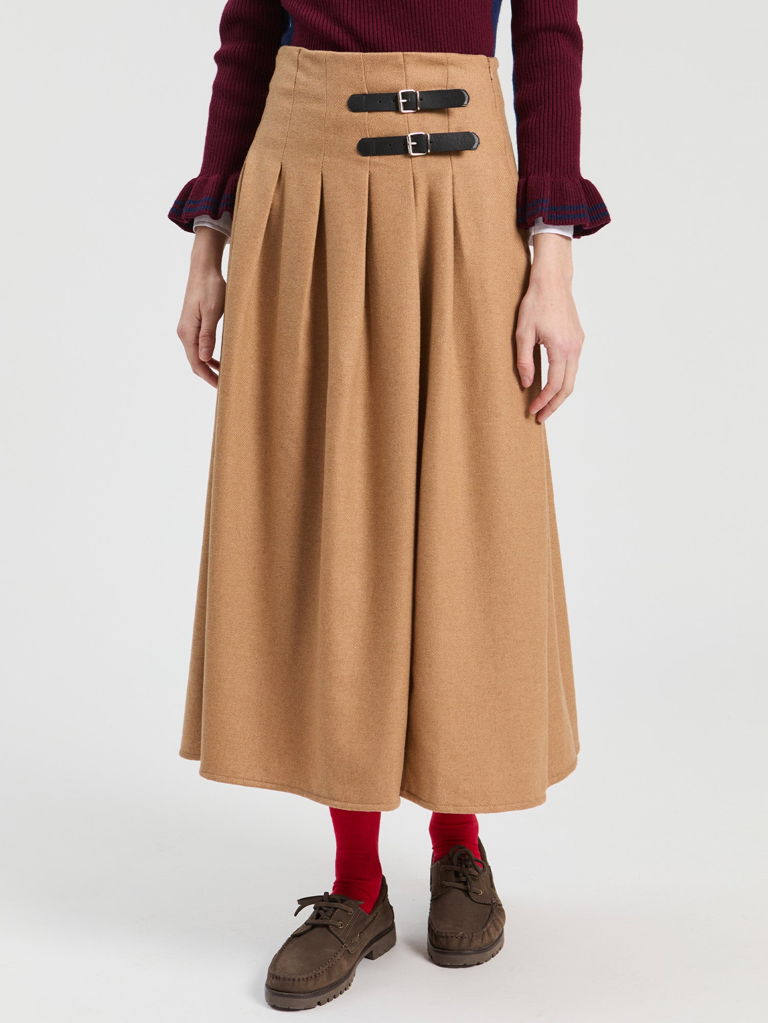 BEIGE TWEED LONG SKIRT