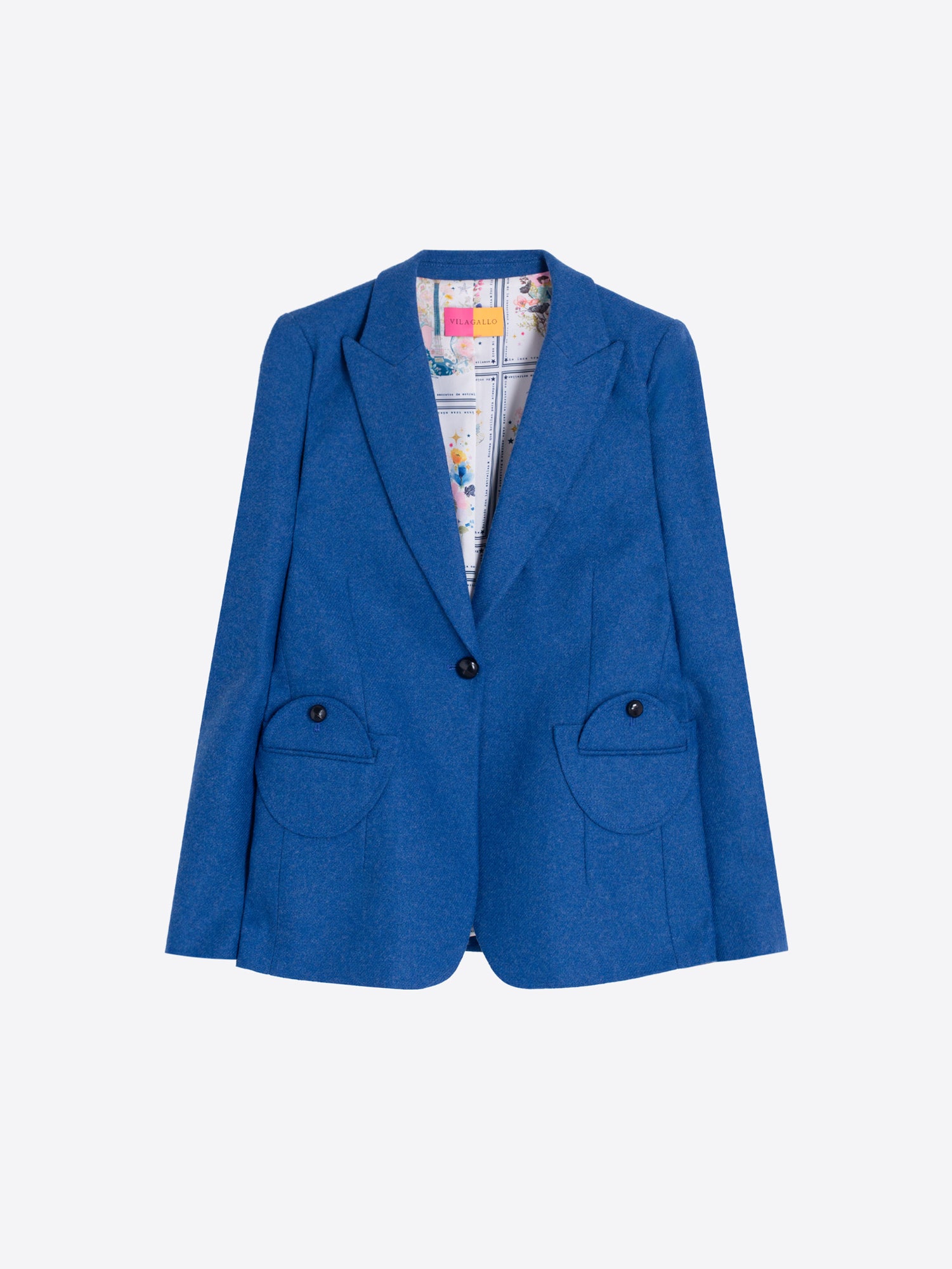 NAVY JACKET WITH EMBROIDERED POLKA DOTS