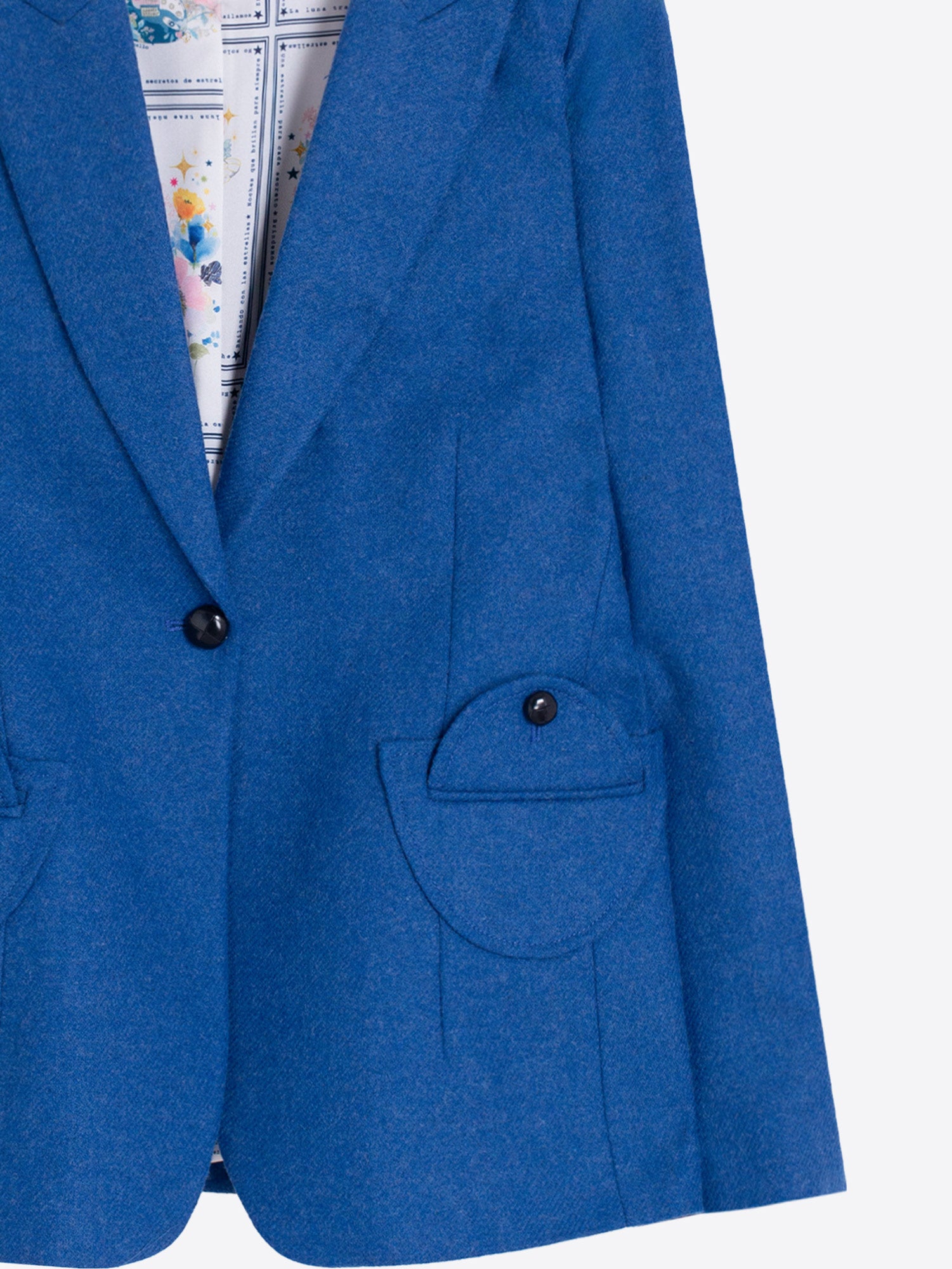 NAVY JACKET WITH EMBROIDERED POLKA DOTS