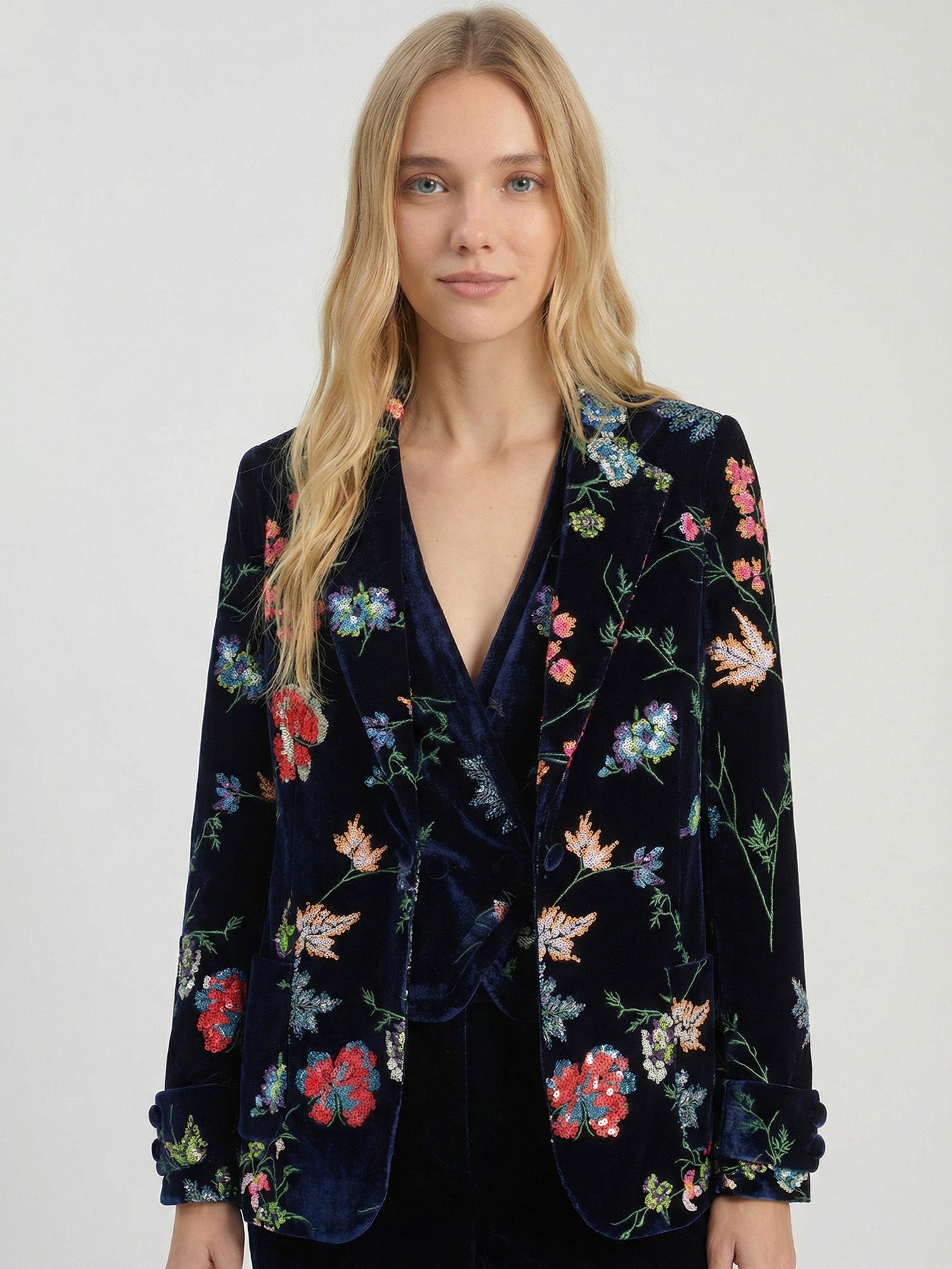 SEQUINED FLORAL NAVY JACKET