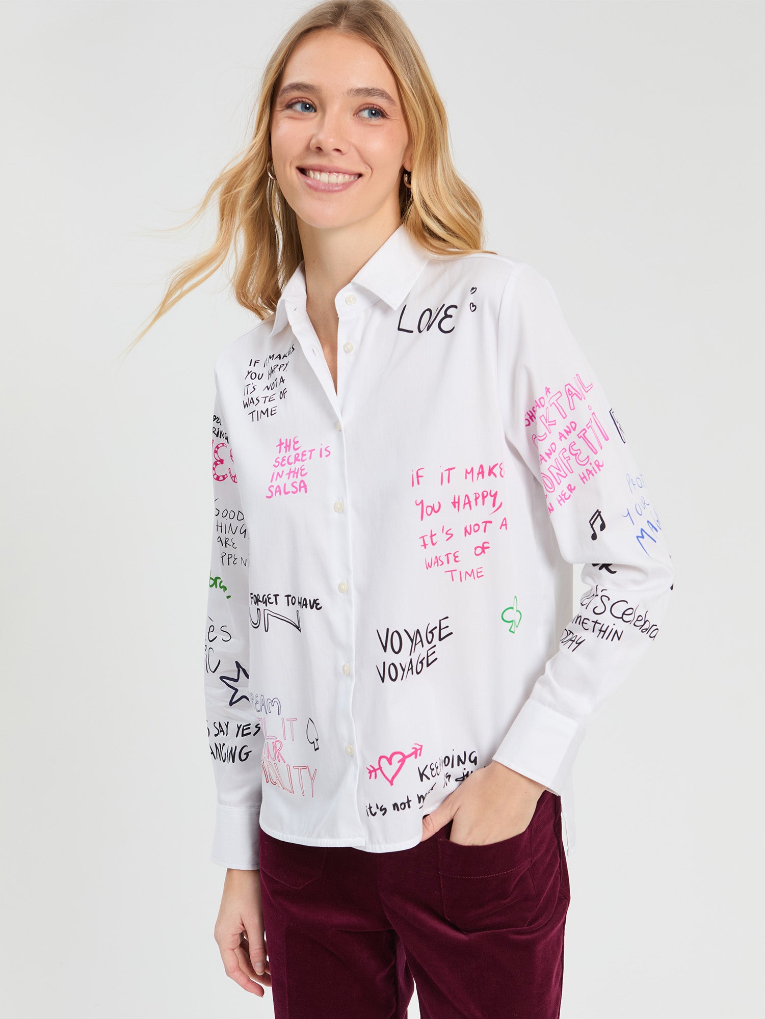 CAMISA BLANCA ESTAMPADO NORIA
