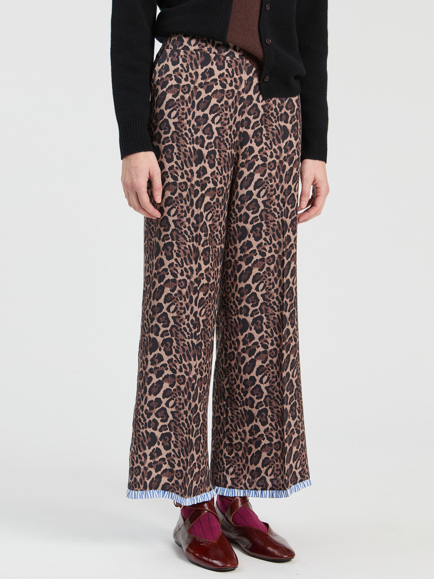 LEOPARD AND STRIPE MINI TROUSERS