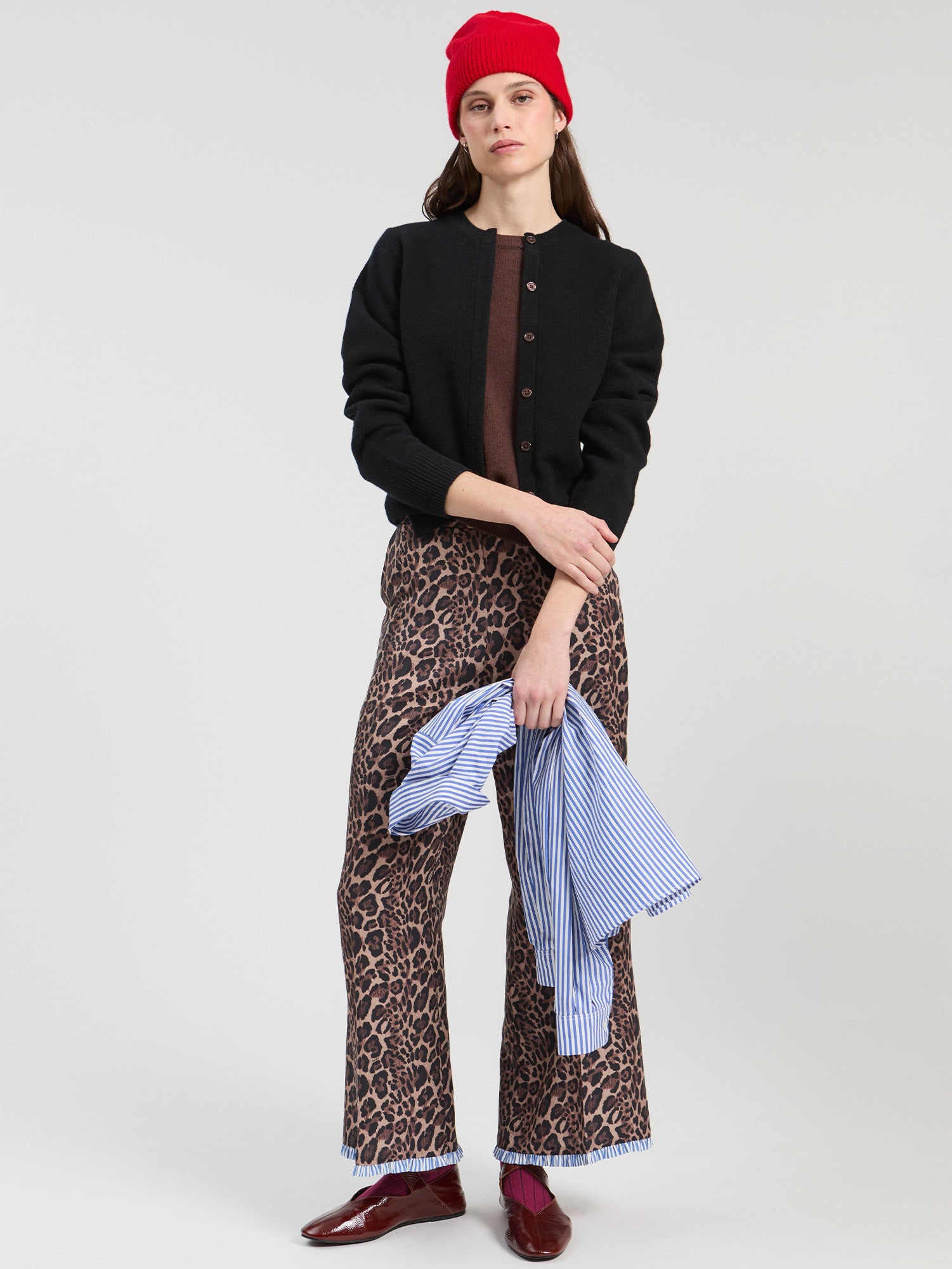 LEOPARD AND STRIPE MINI TROUSERS