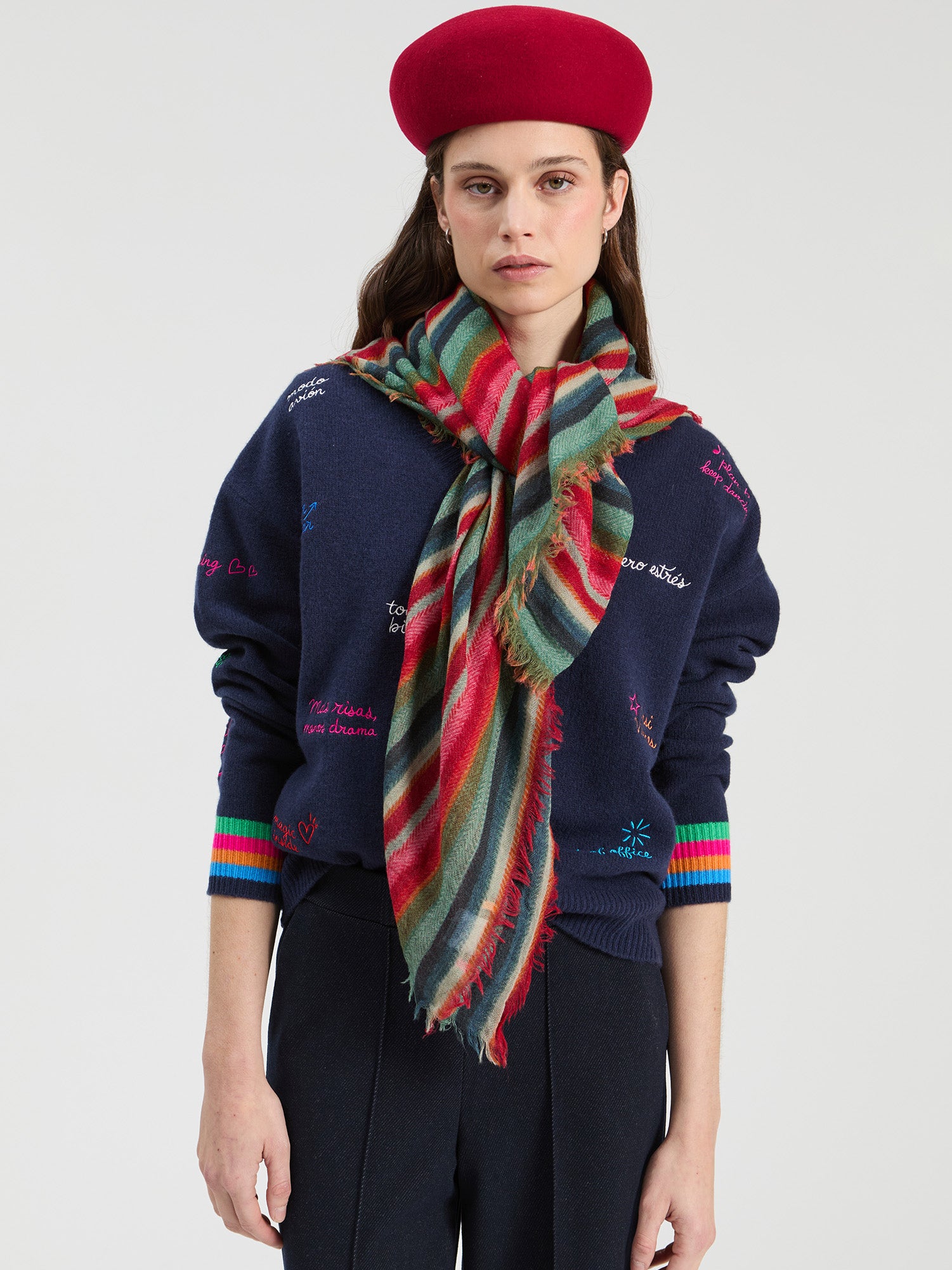 MULTI-COLORED HERRINGBONE SCARF