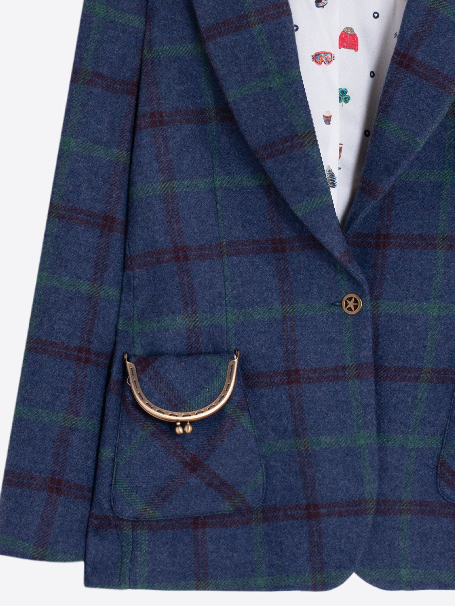 BLUE AND GREEN PLAID JACKET