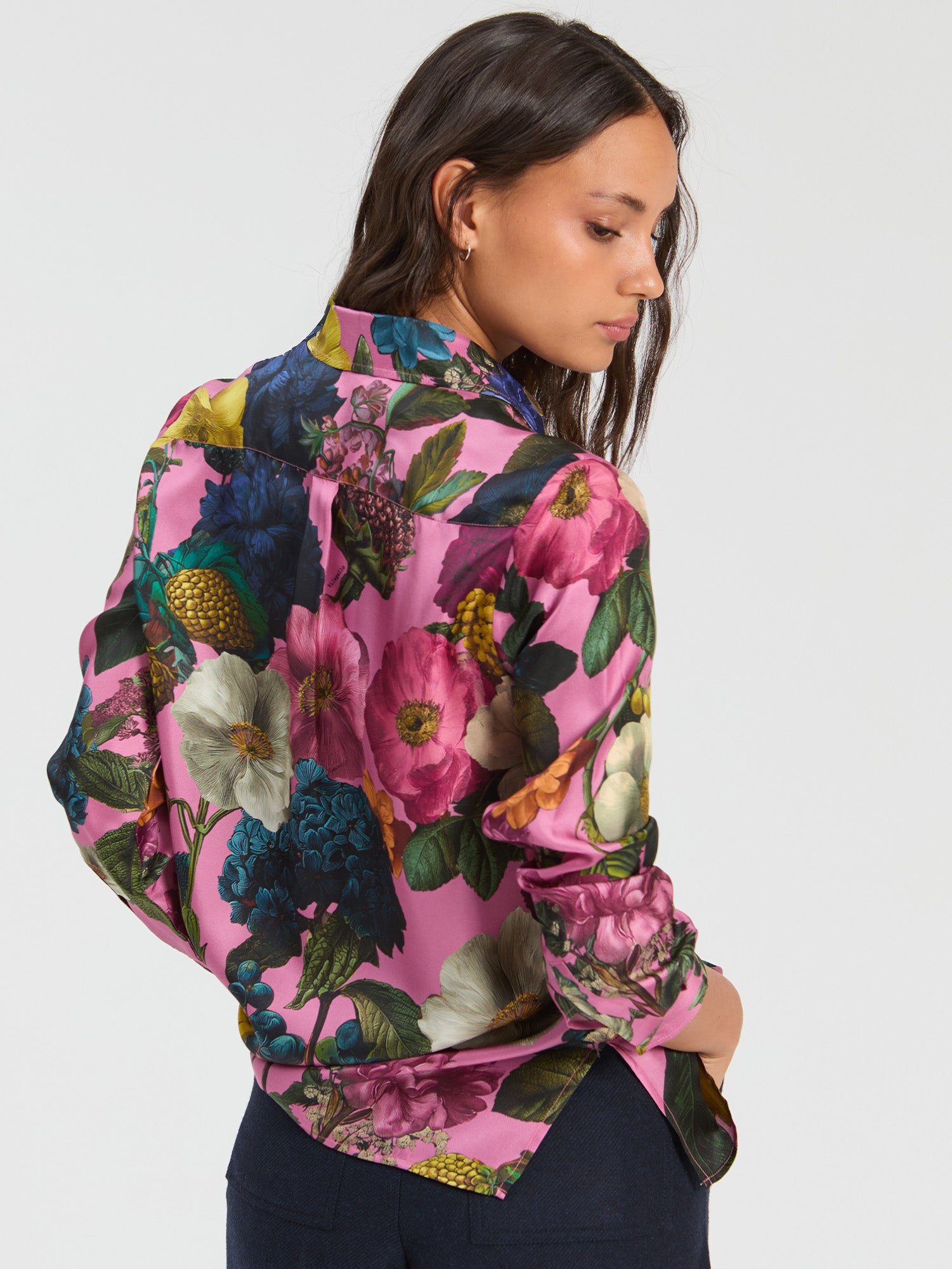 PINK FLORAL SILK SHIRT