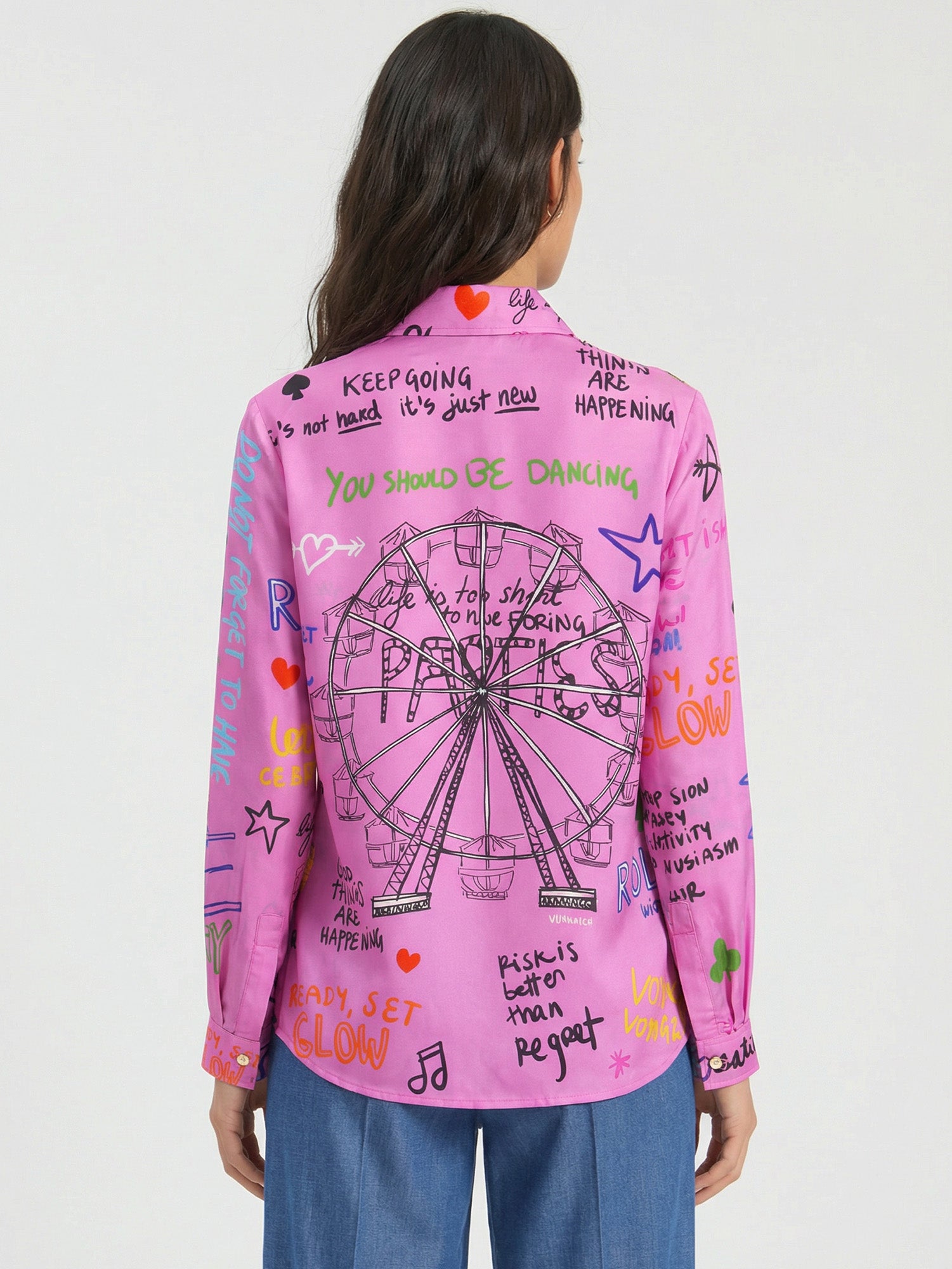 FERRIS WHEEL PINK SILK SHIRT