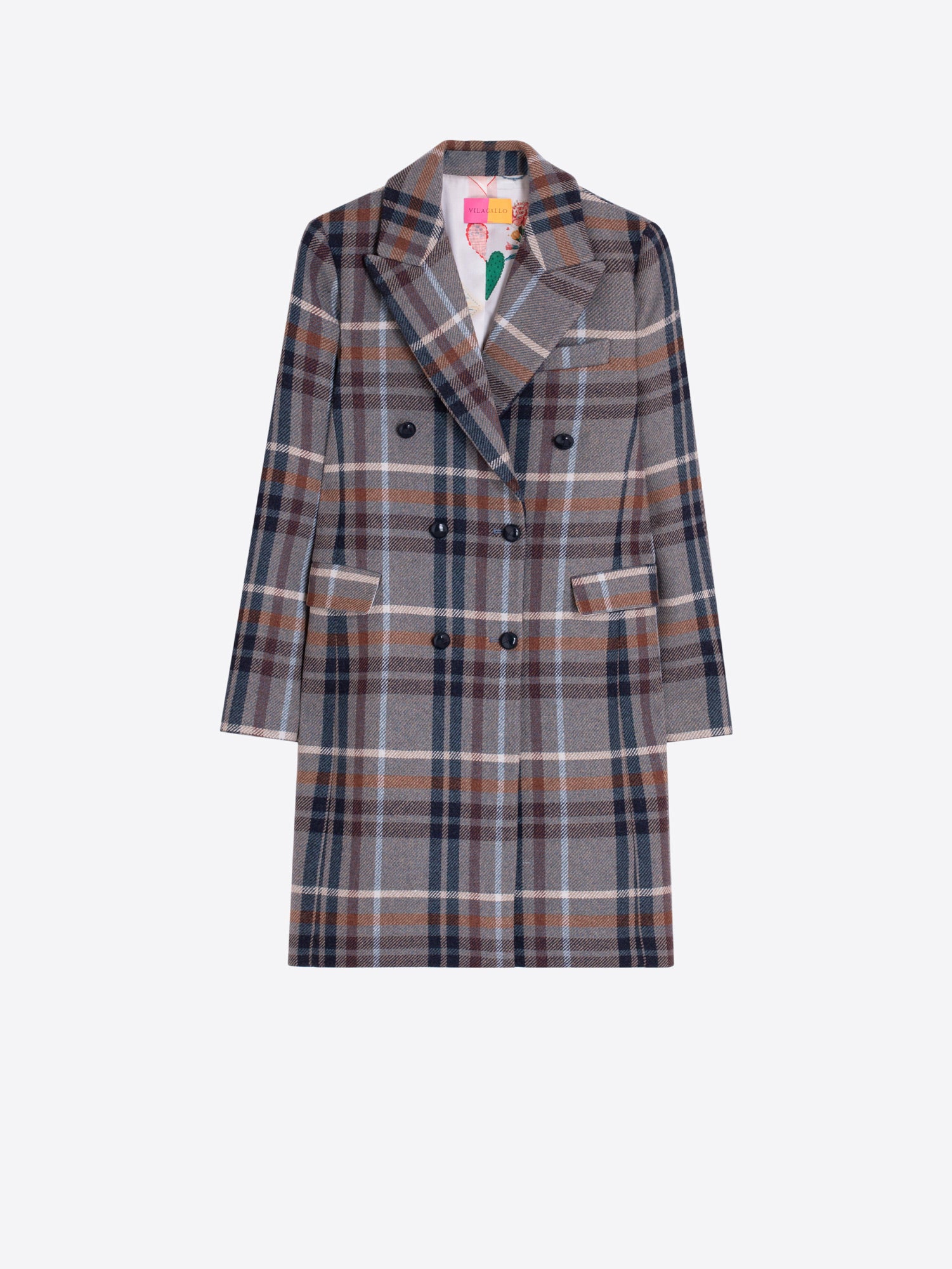 SHORT PLAID WOOL COAT