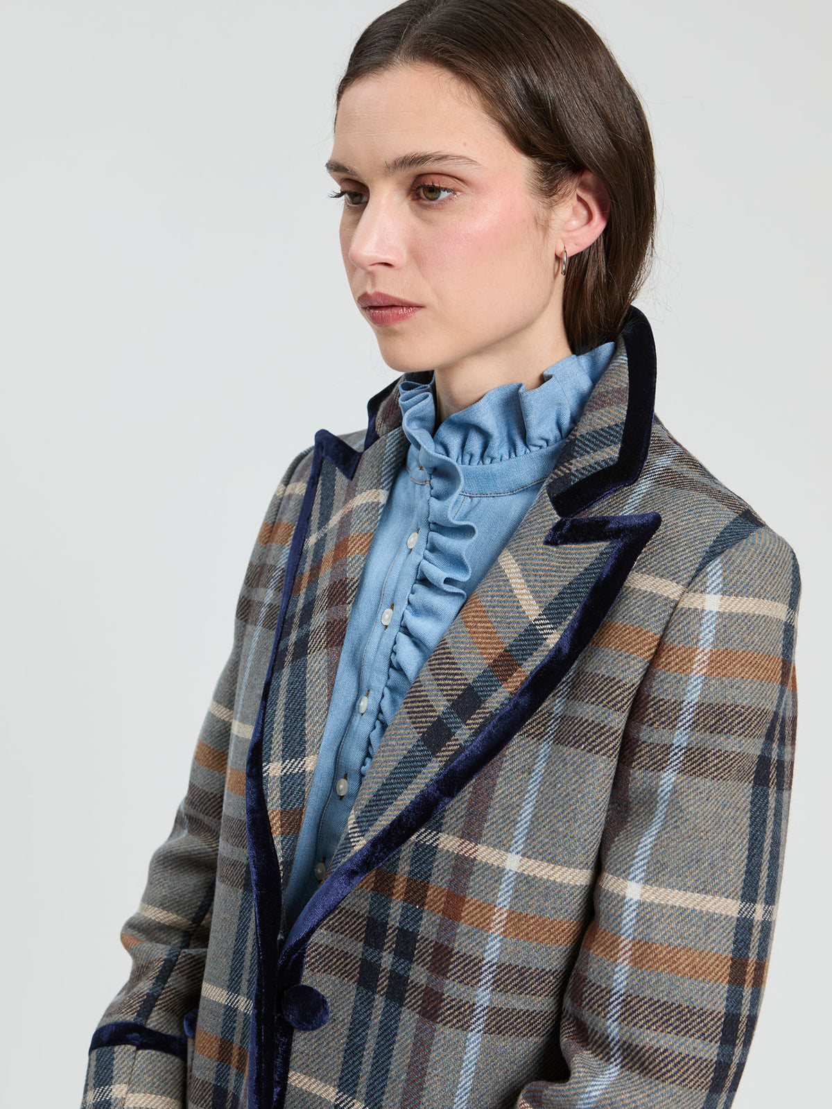 LONG PLAID WOOL COAT
