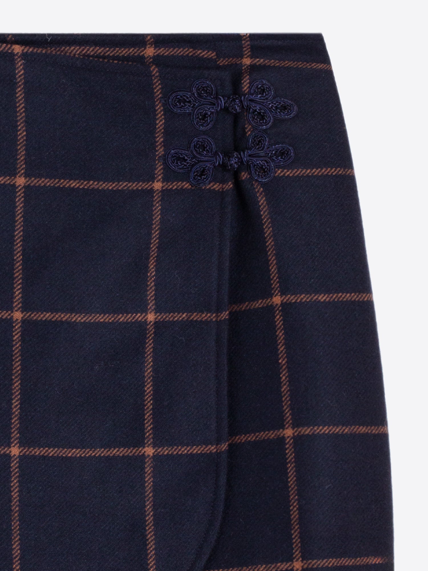 NAVY PLAID WOOL SKIRT XL