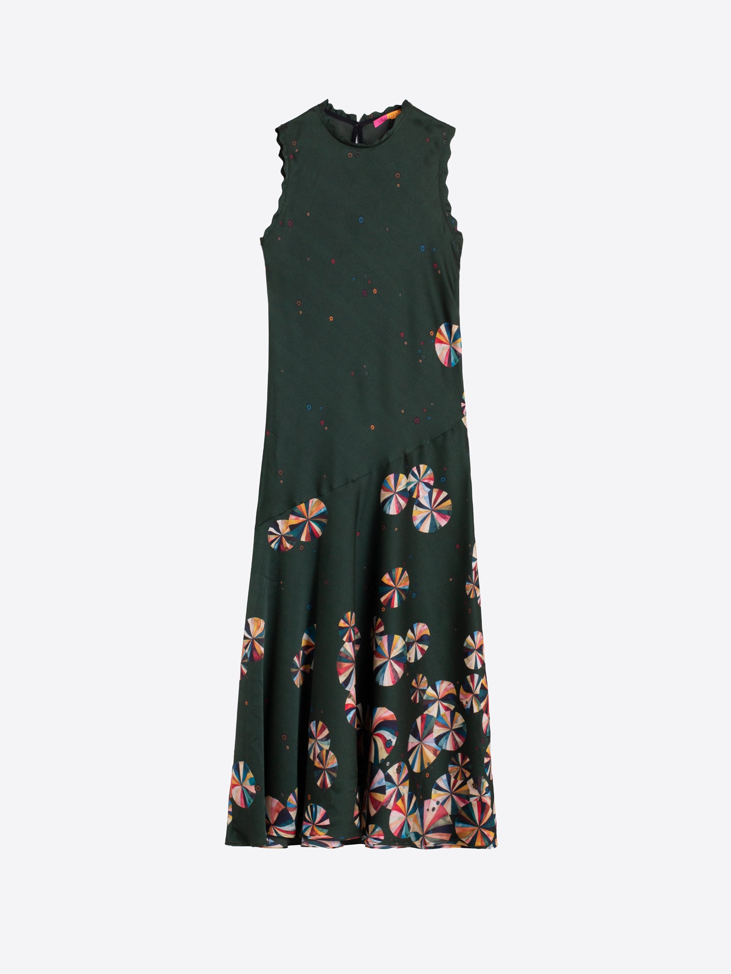 LONG GREEN CIRCLES DRESS