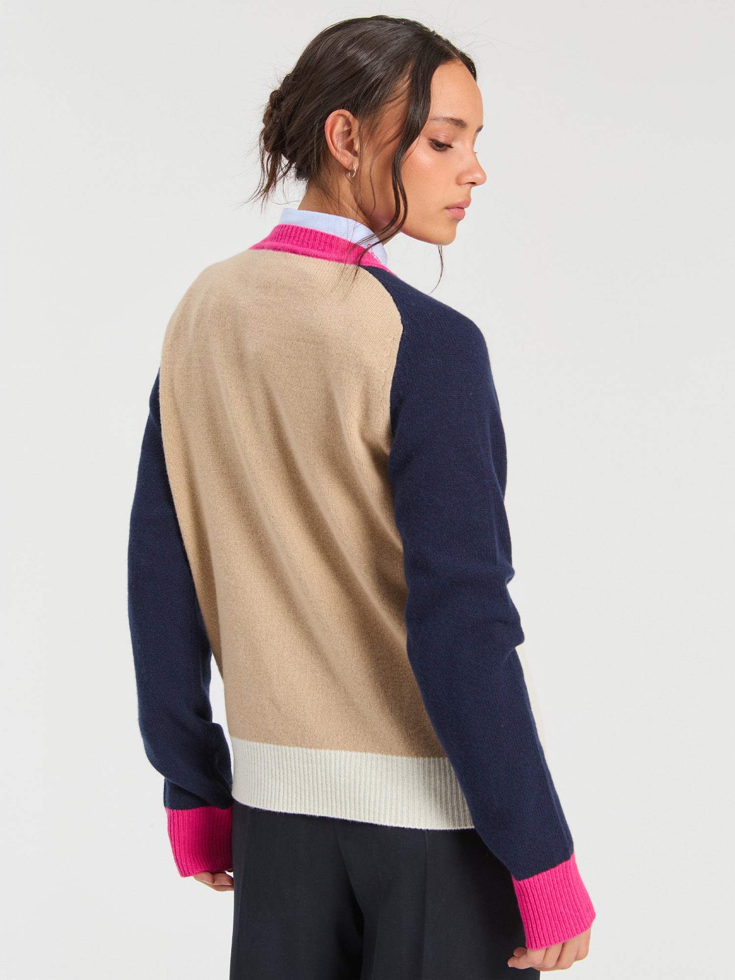ECRU AND NAVY SKI JERSEY