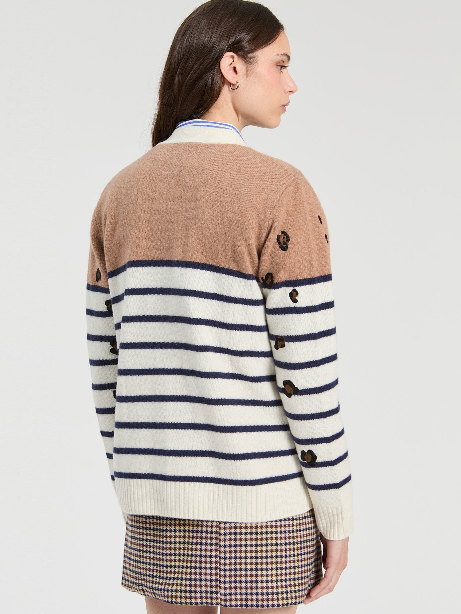 LEOPARD AND STRIPED CARDIGAN