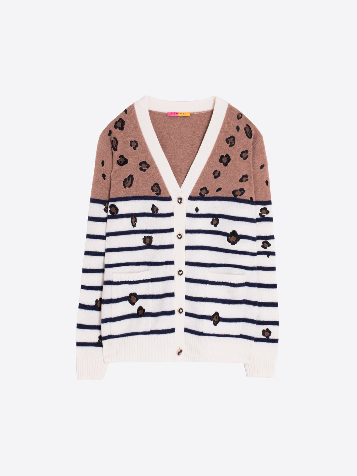 LEOPARD AND STRIPED CARDIGAN
