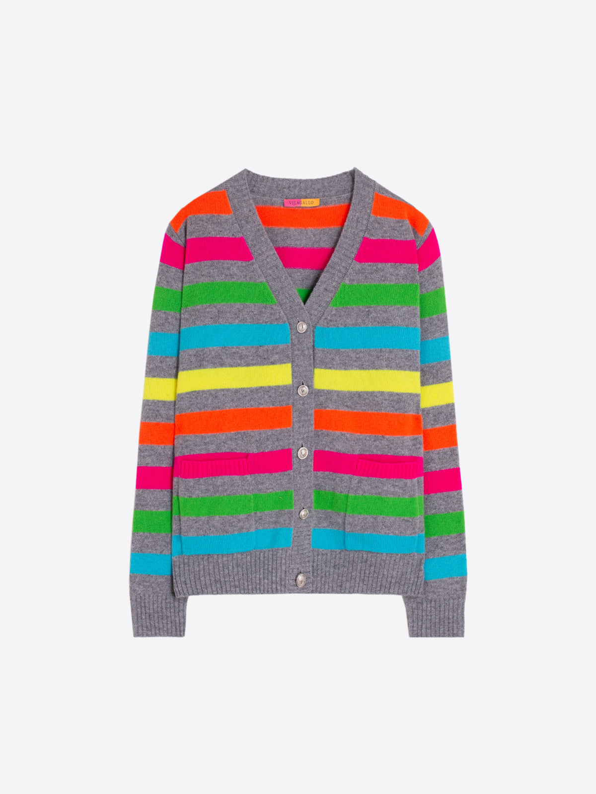 CARDIGAN RAYAS MULTICOLOR GRIS
