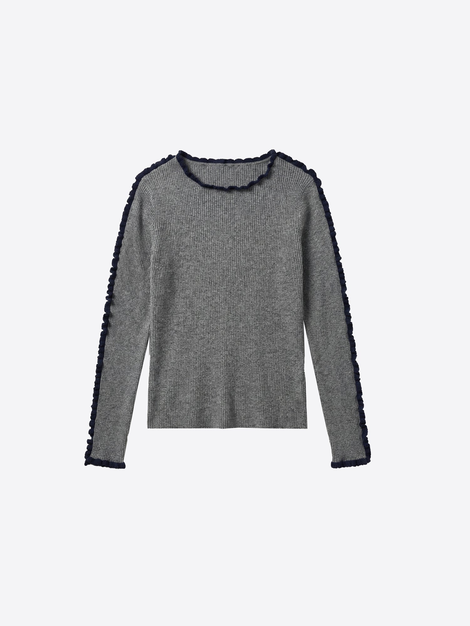 GREY RUFFLE SWEATER
