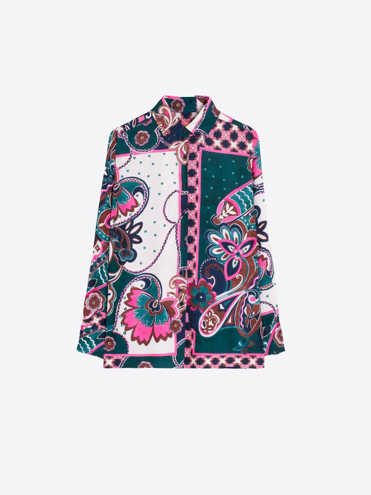 CAMISA PAISLEY VERDE Y ROSA