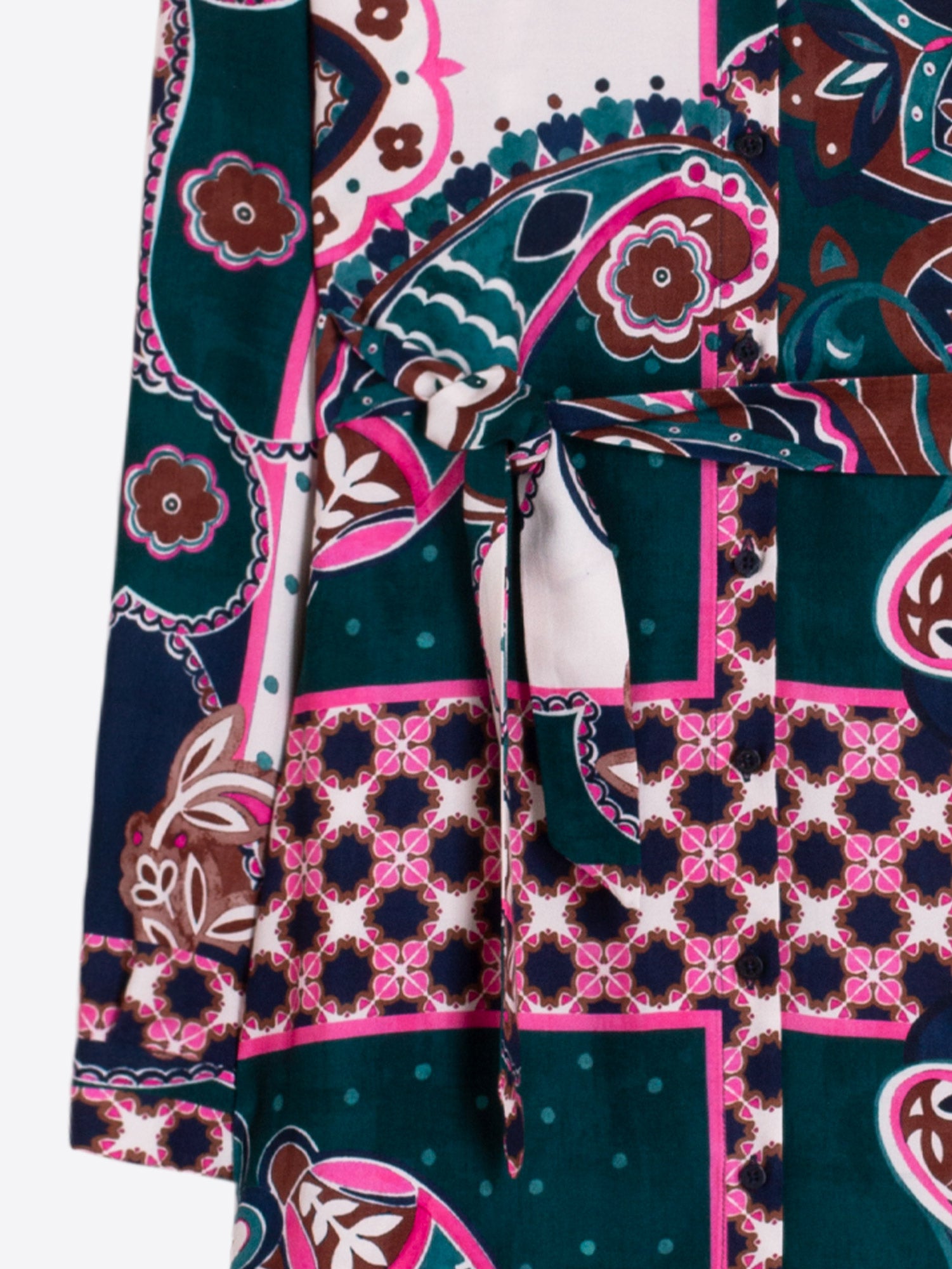 PINK AND GREEN PAISLEY MIDI DRESS