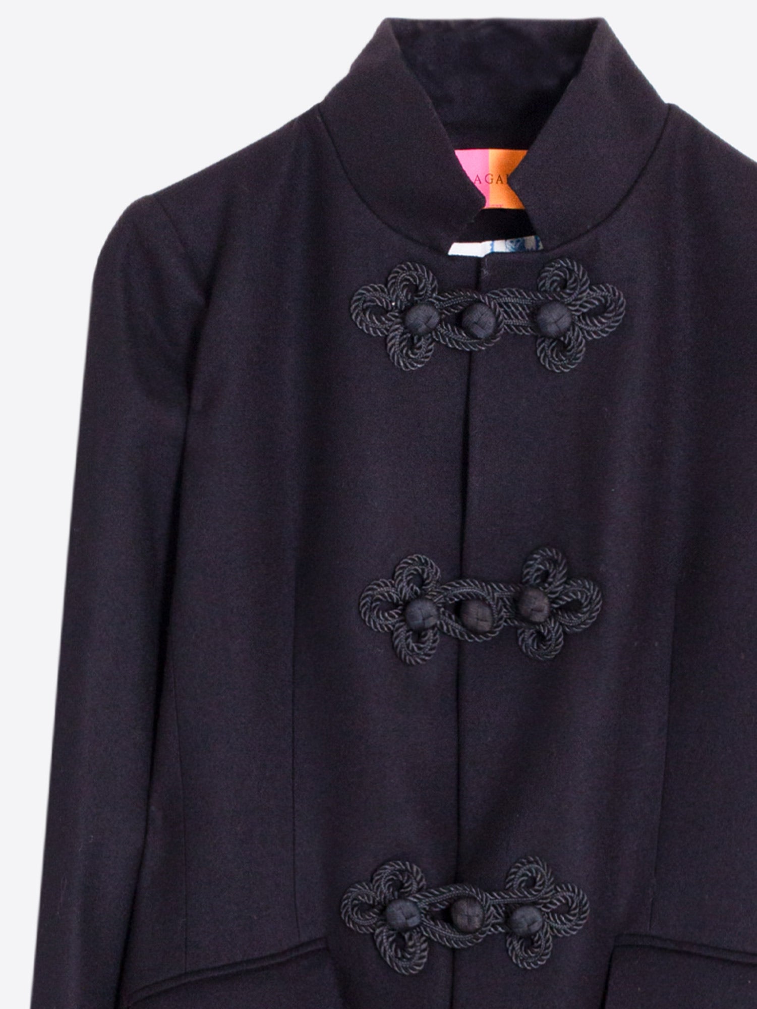 BLACK WOOL TOGGLE COAT
