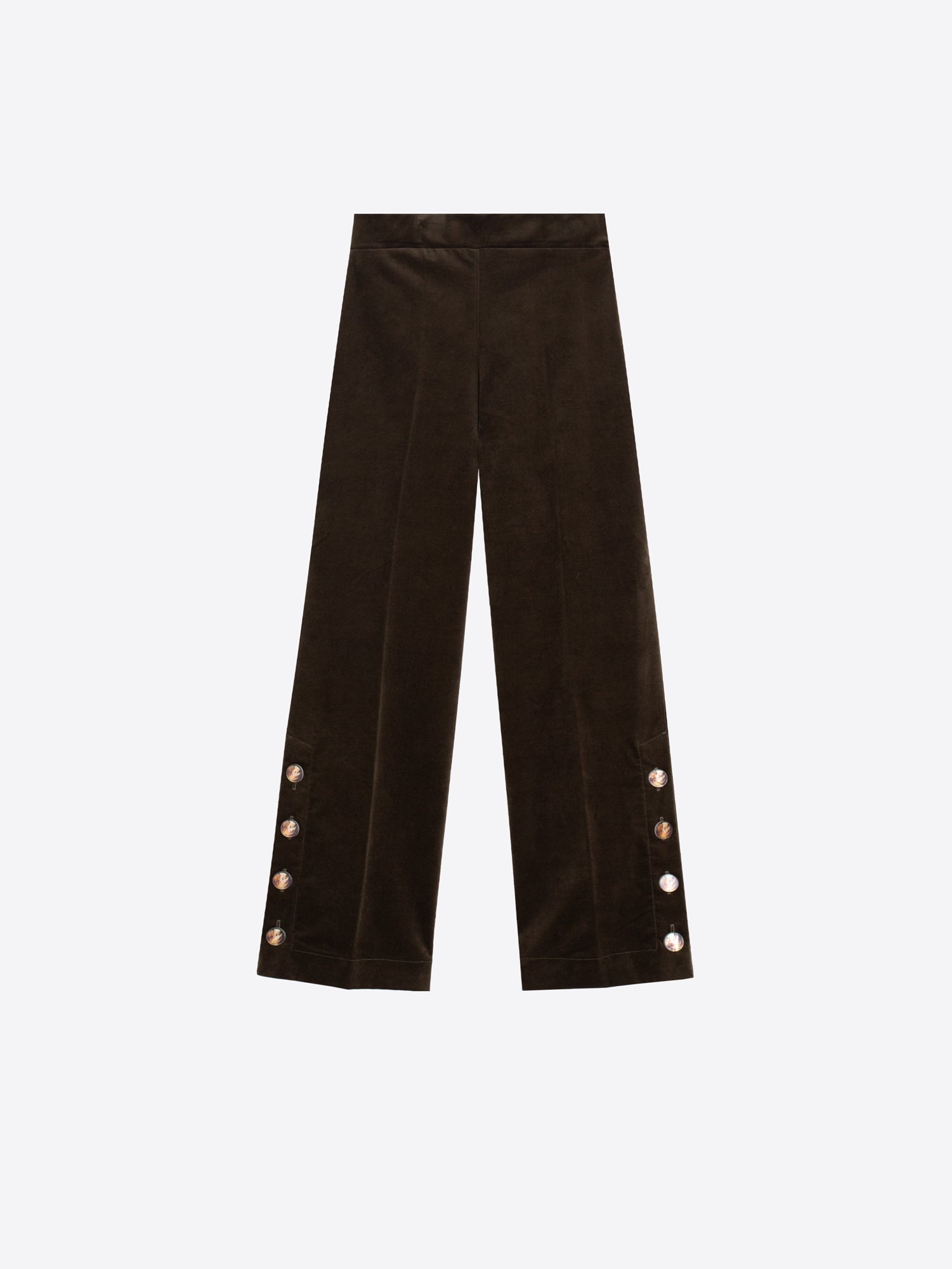 HUNTING GREEN VELVET TROUSERS SIDE BUTTONS