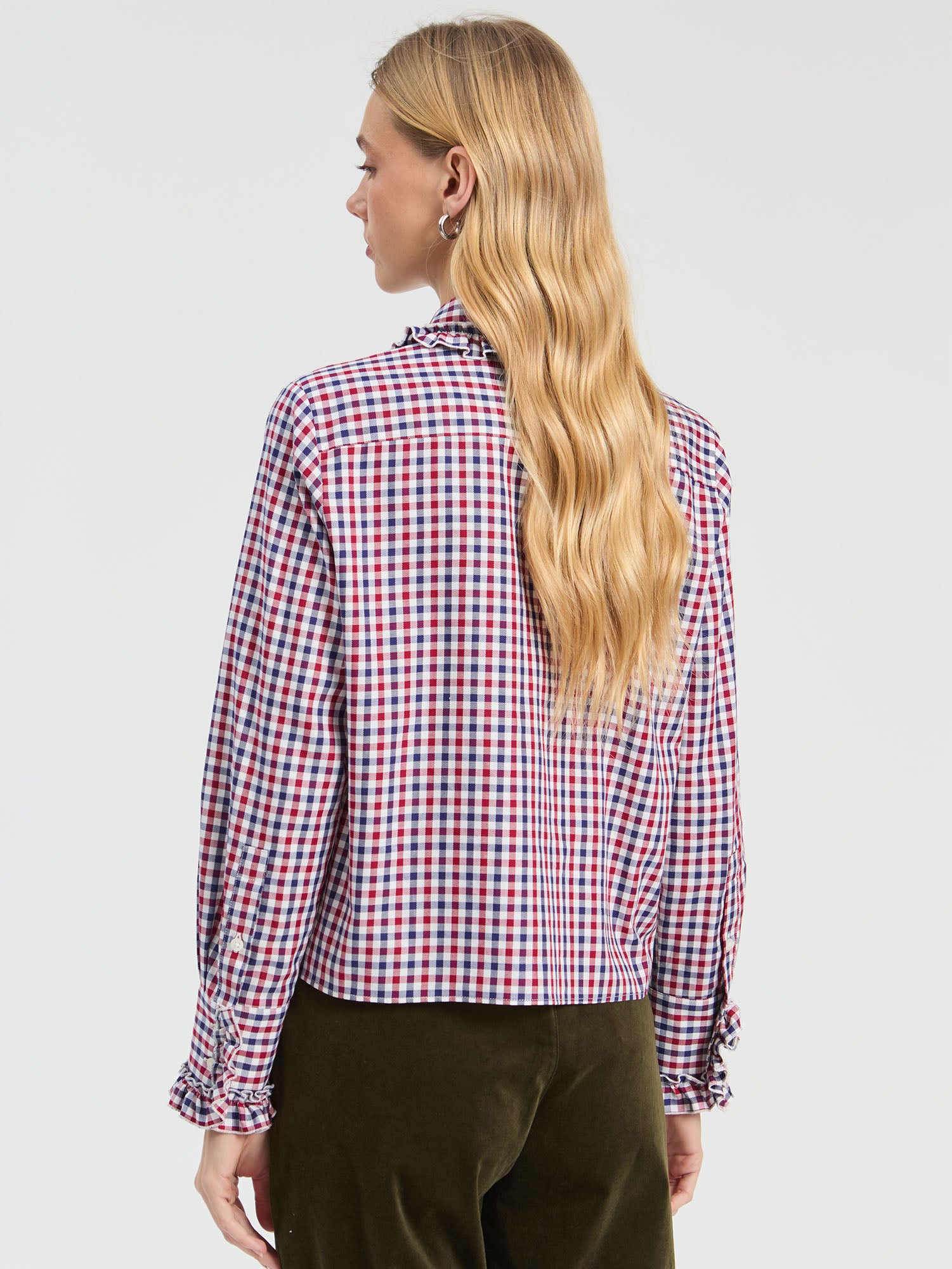 RED AND BLUE GINGHAM TOGGLE SHIRT