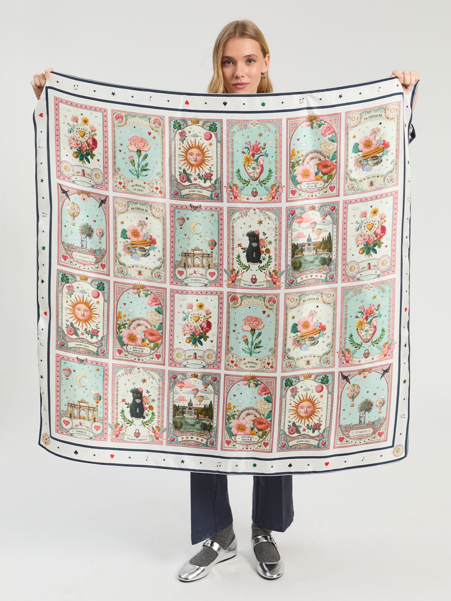 SILK SCARF MADRID CARDS
