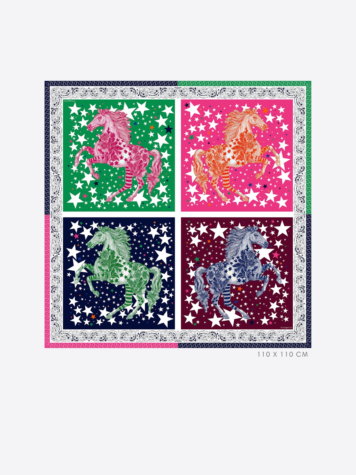 POP ART HORSES SILK SCARF