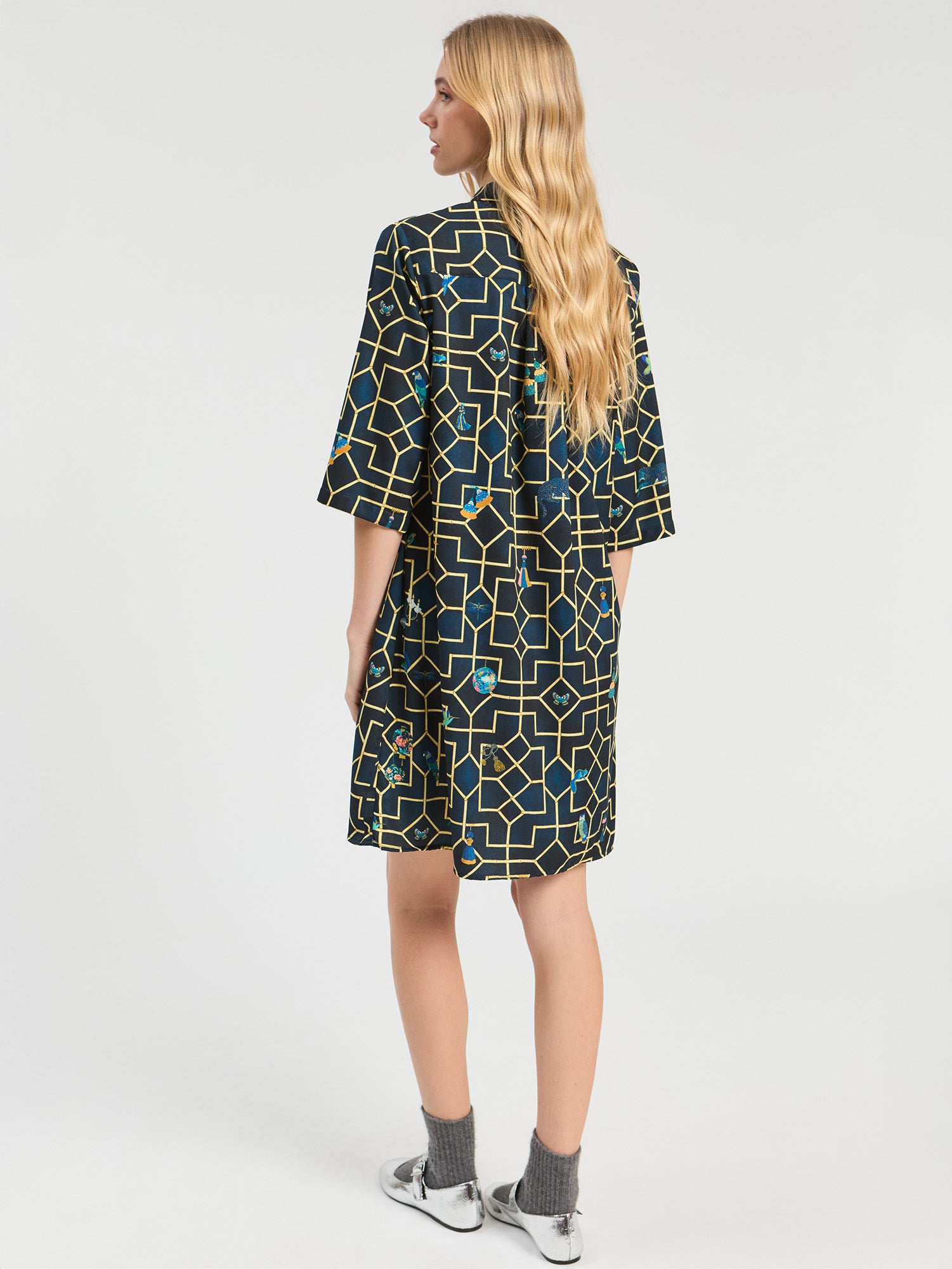 NAVY BAMBOO SHORT DRESS