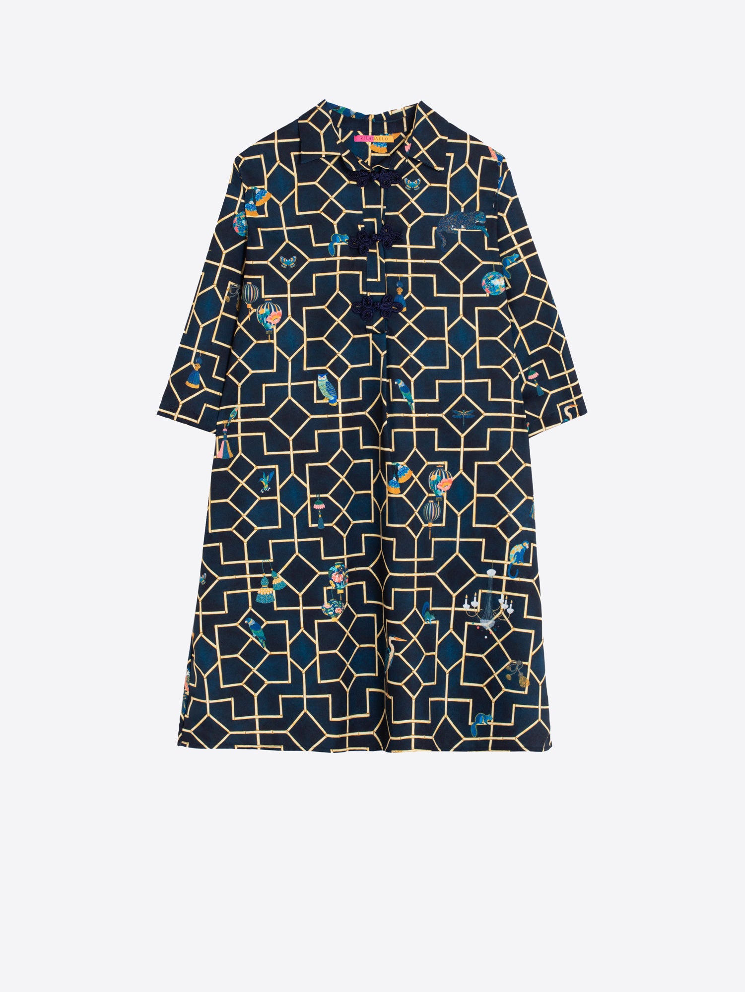 NAVY BAMBOO SHORT DRESS
