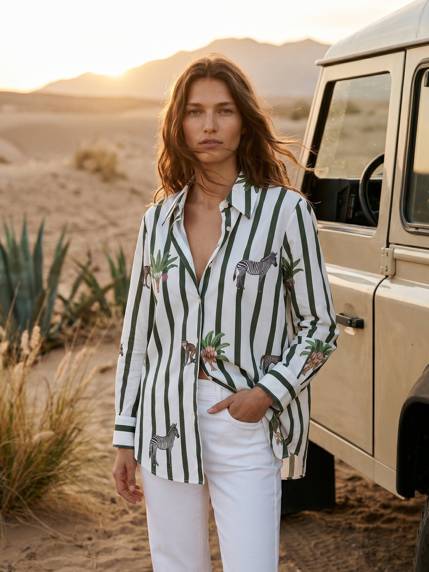 CAMISA RAYAS VERDES JUNGLE