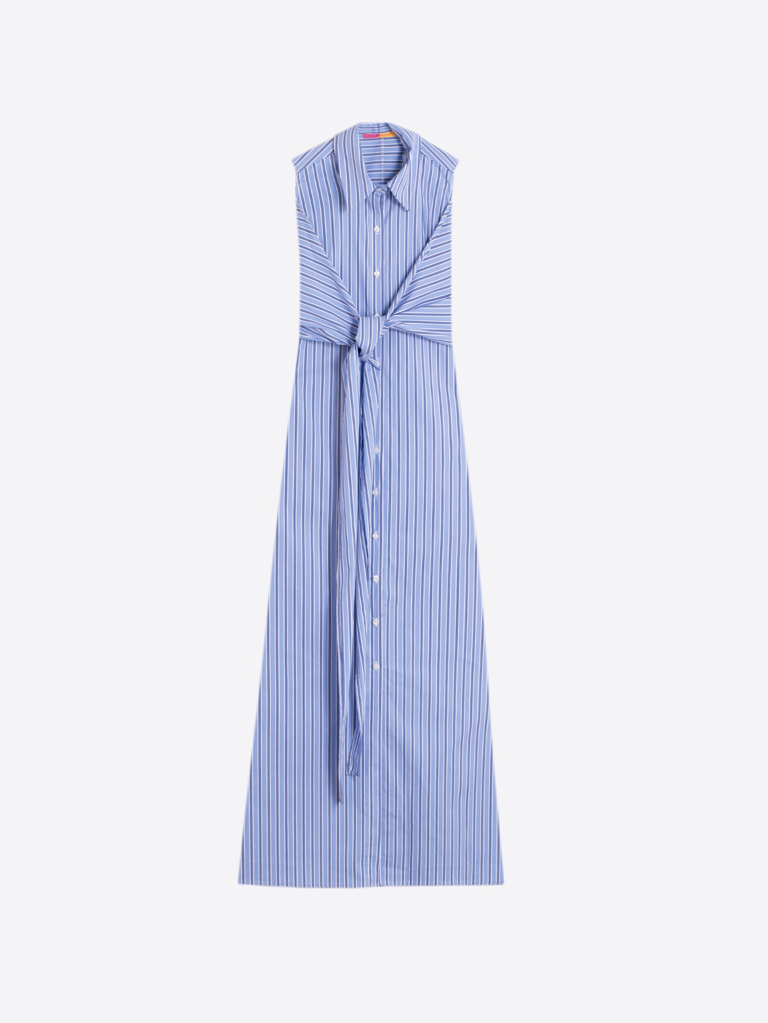 Vilagallo Blue Striped Sleeveless Midi Dress