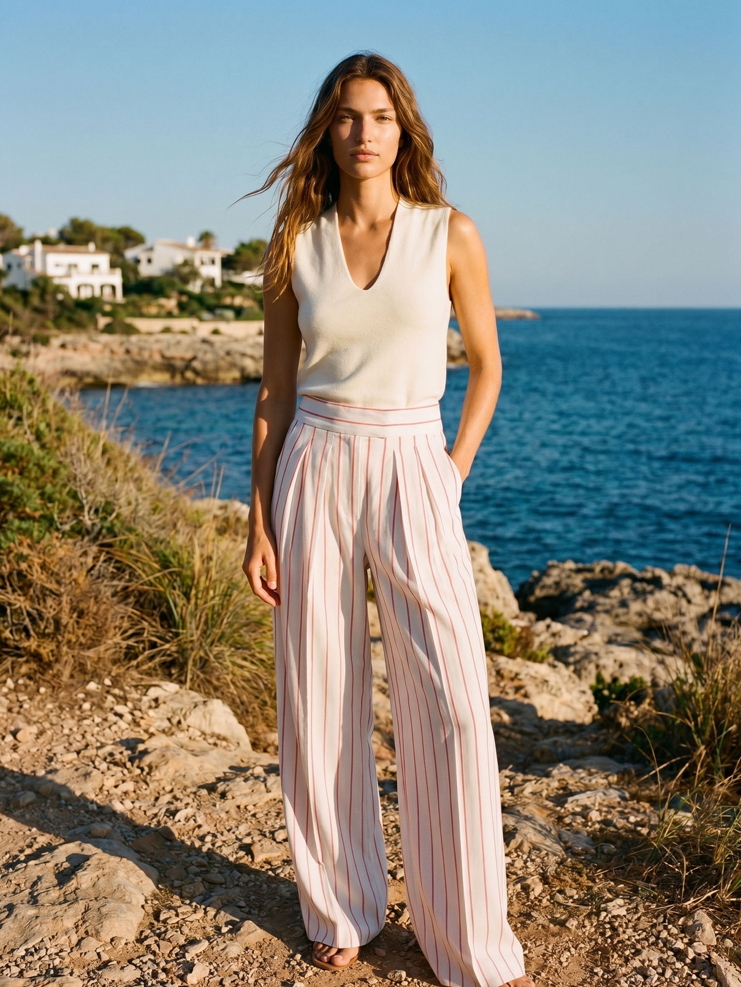 PANTALÓN PALAZZO RAYAS FINAS