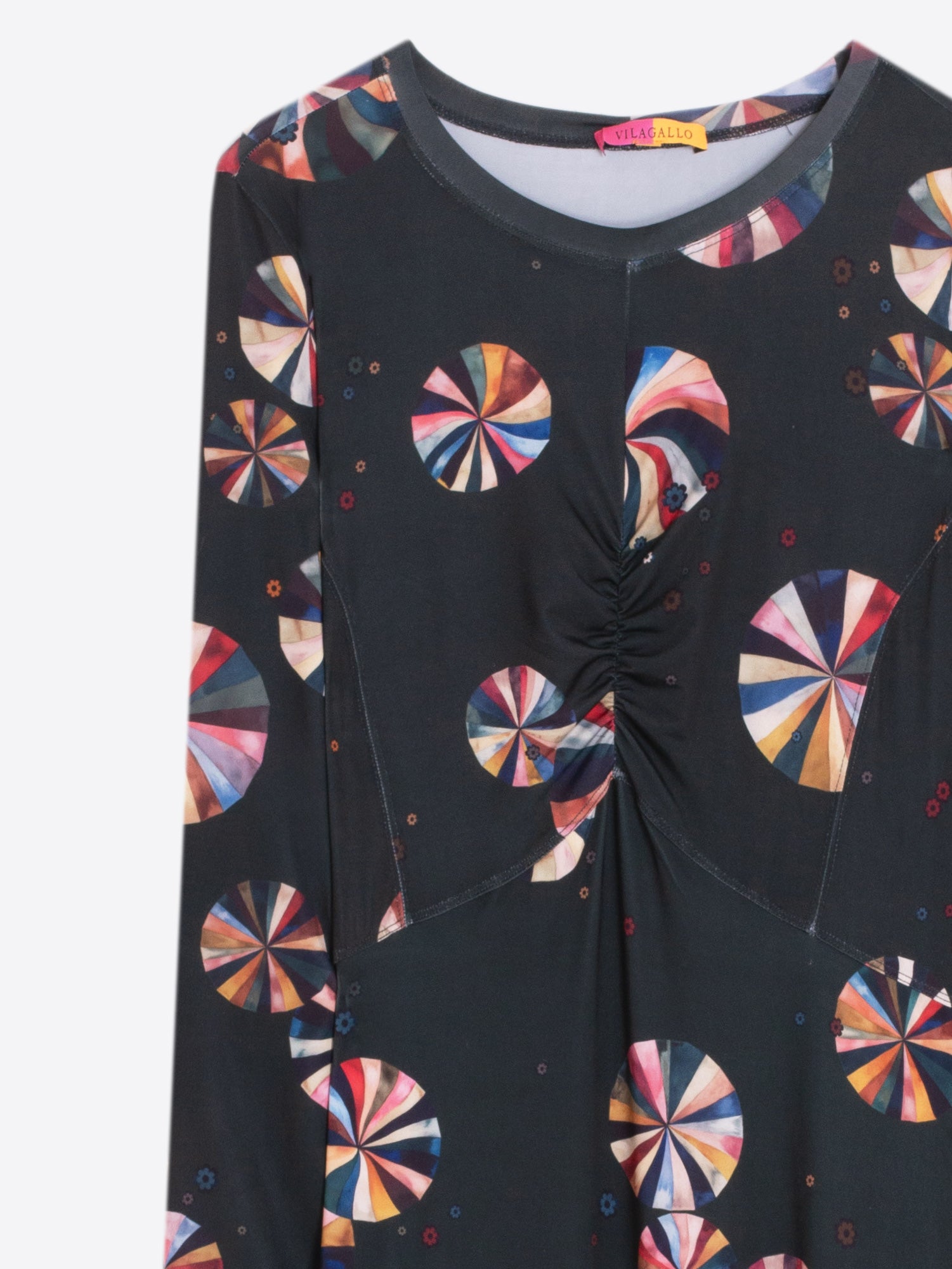 LONG GREEN CIRCLE PRINT DRESS
