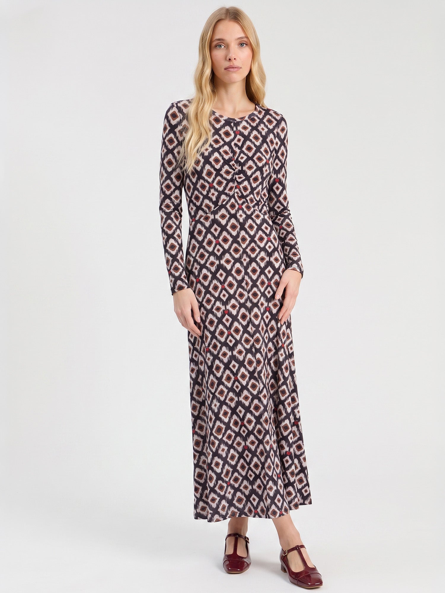 GEOMETRIC PRINT LONG DRESS