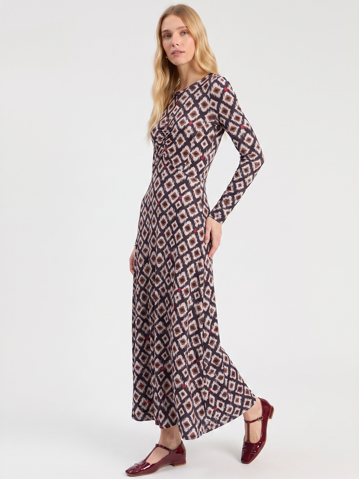 GEOMETRIC PRINT LONG DRESS