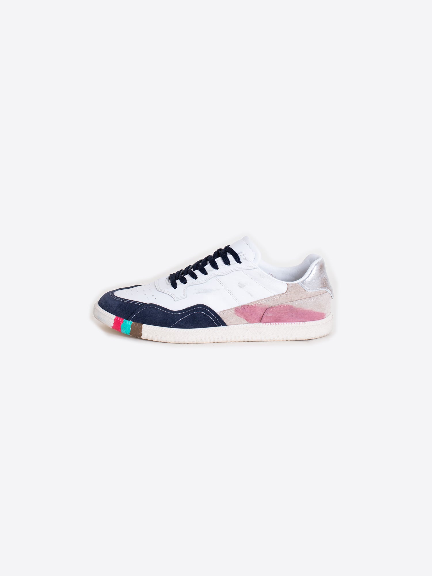 ZAPATO SNEAKER PIEL PUNTERA WHITE MIX COLOR AZUL