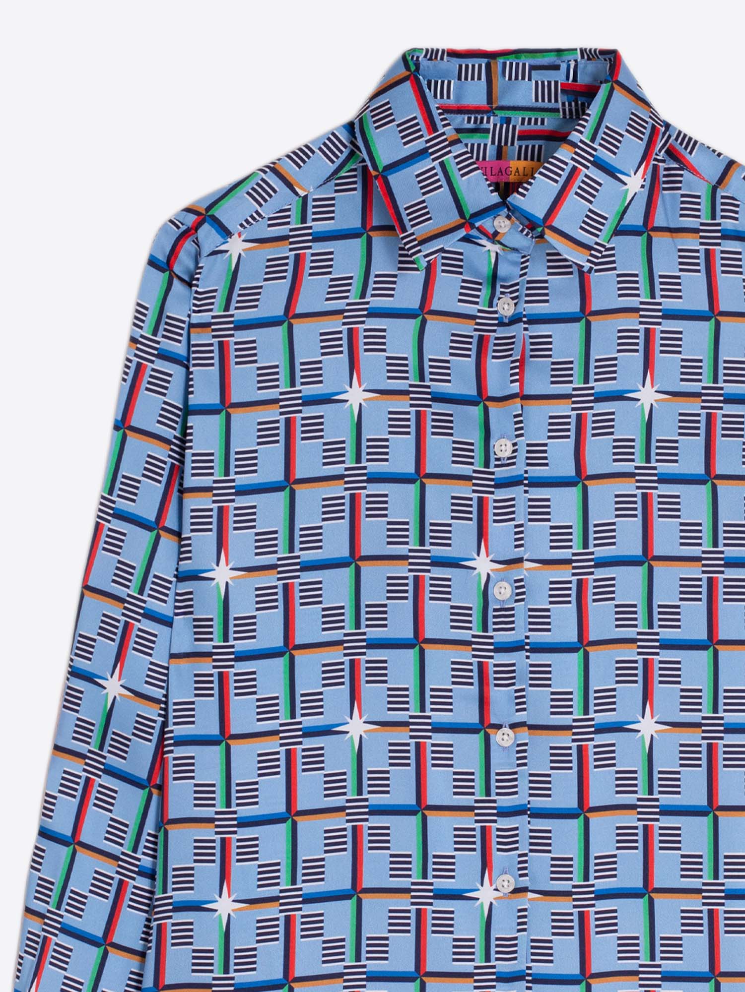 CAMISA ESTAMPADO GEOMÉTRICO AZUL