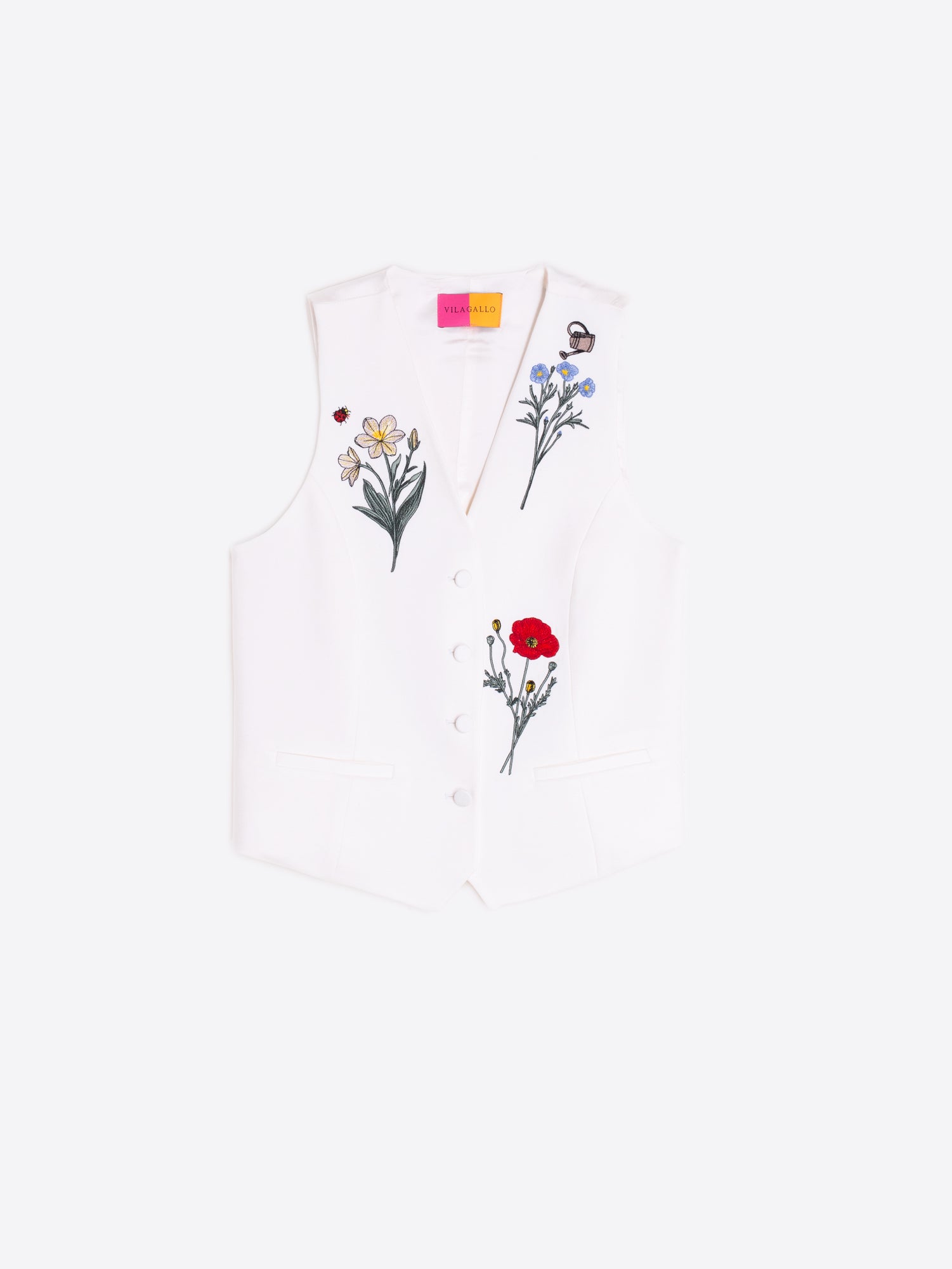 CHALECO BLANCO ILUSTRACIONES FLORALES