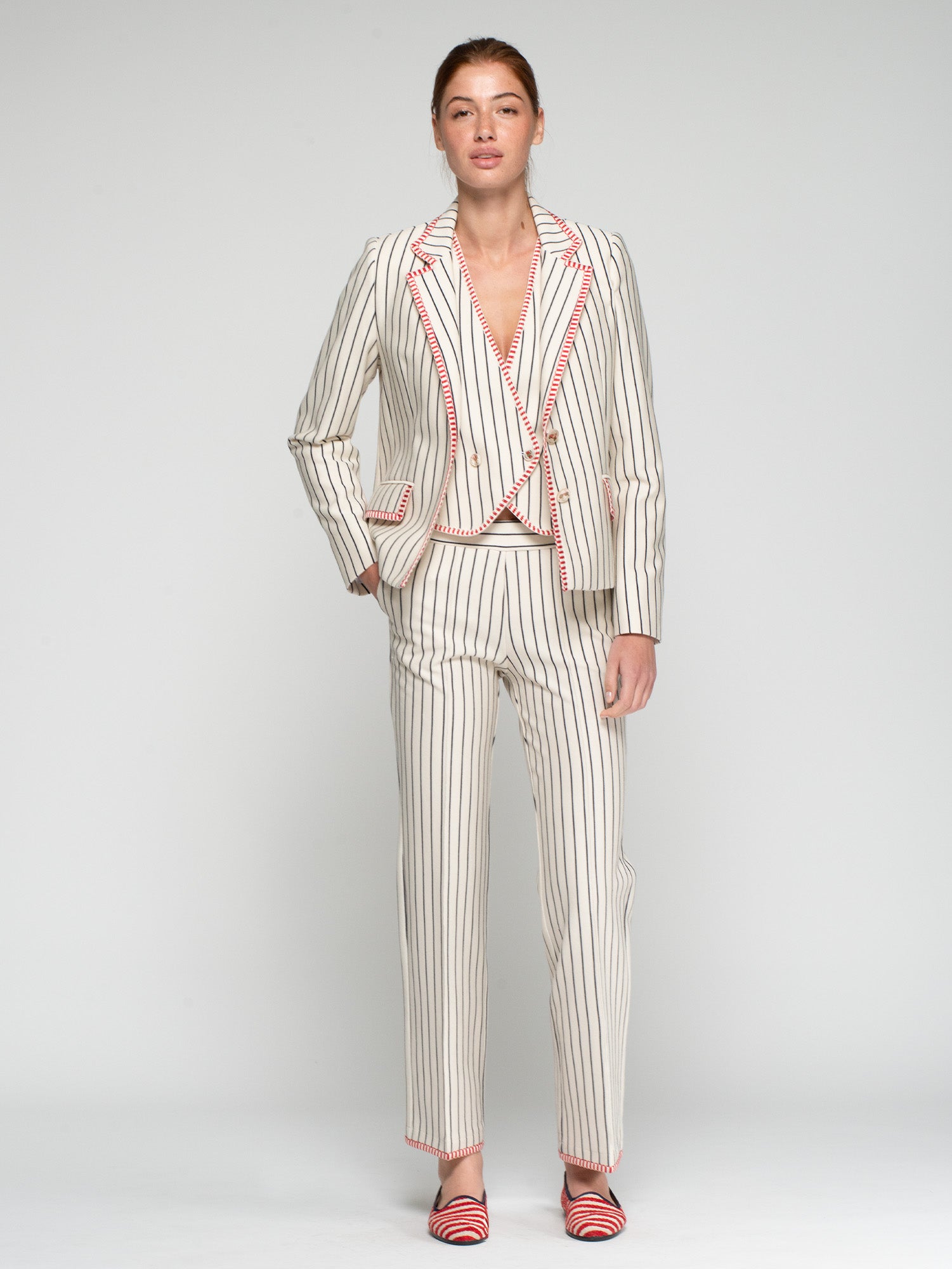 PANTALÓN RECTO RAYAS MARINO