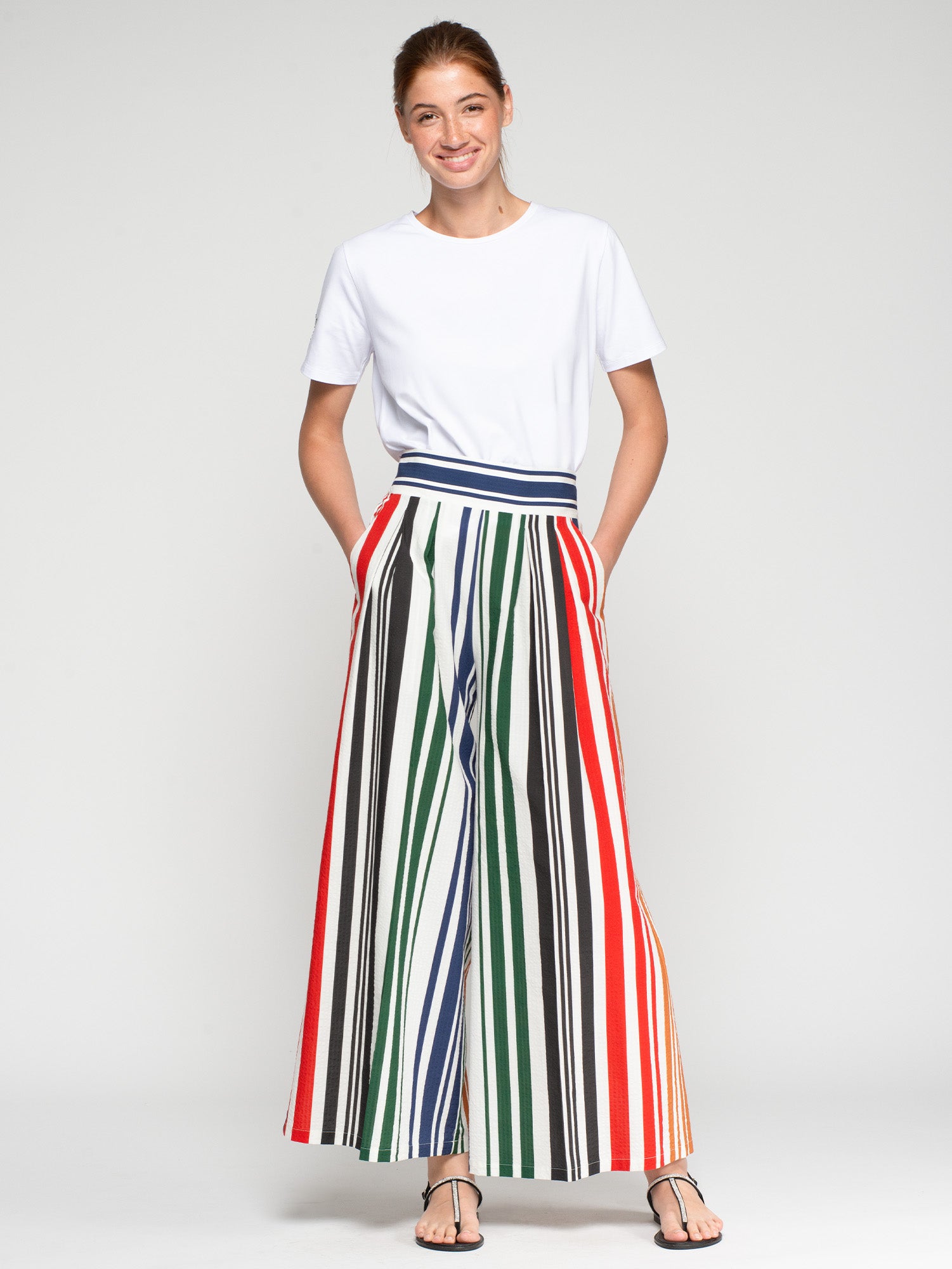 PANTALÓN PALAZZO DE RAYAS MULTICOLOR