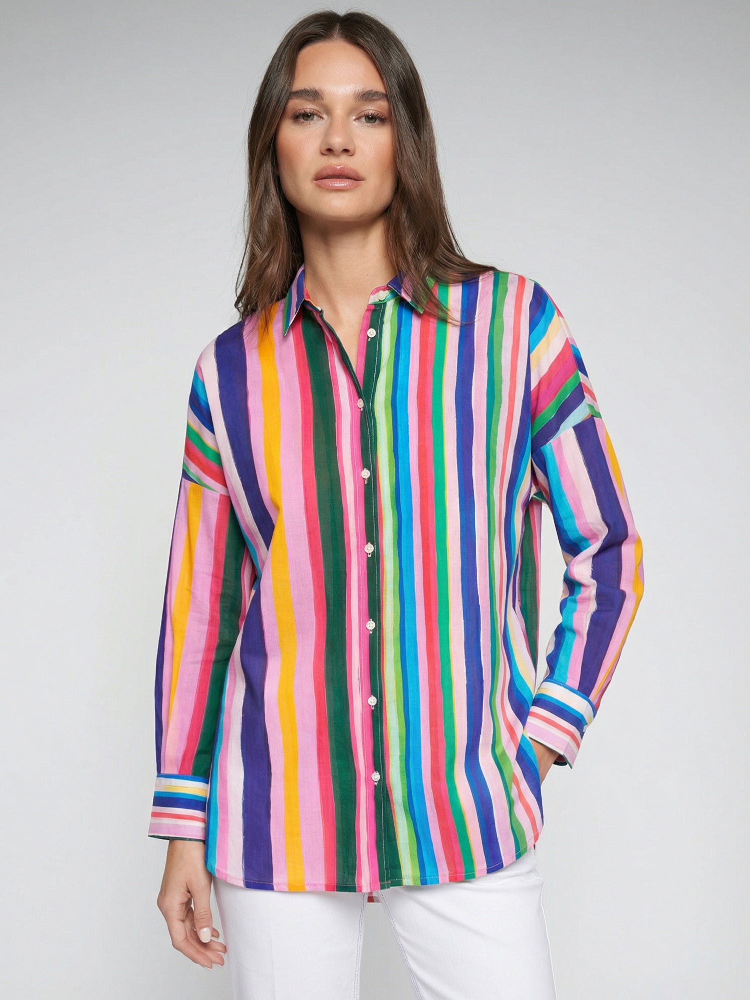 Striped shirt vilagallo uk stockists Vilagallo Striped Shirt Dress with Coastal Scene