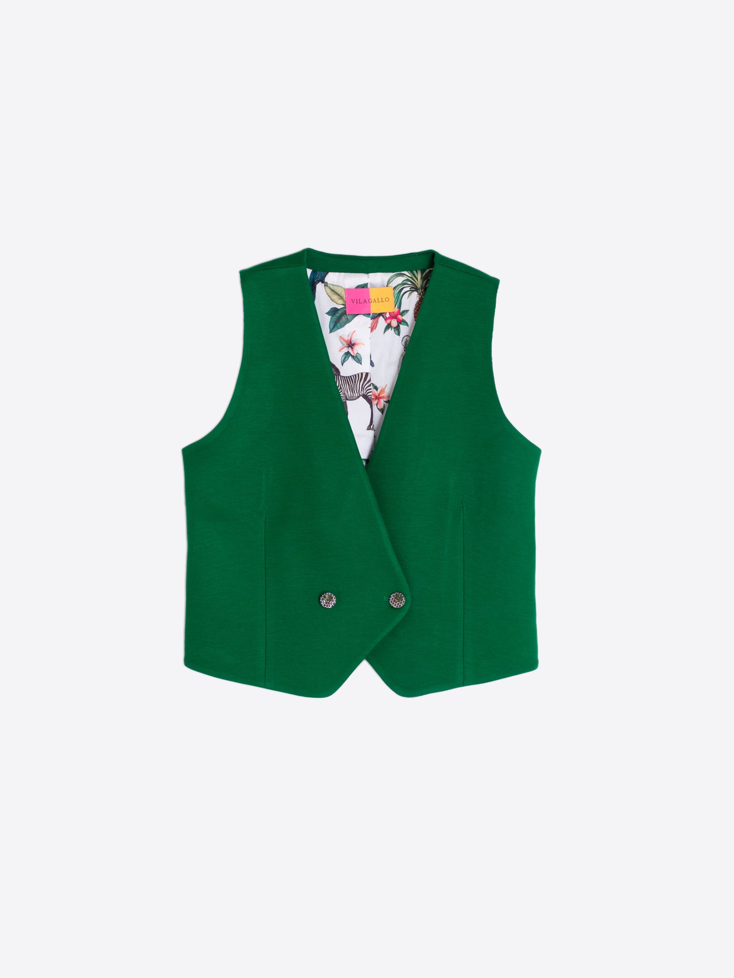 CHALECO VERDE FORRO ESTAMPADO