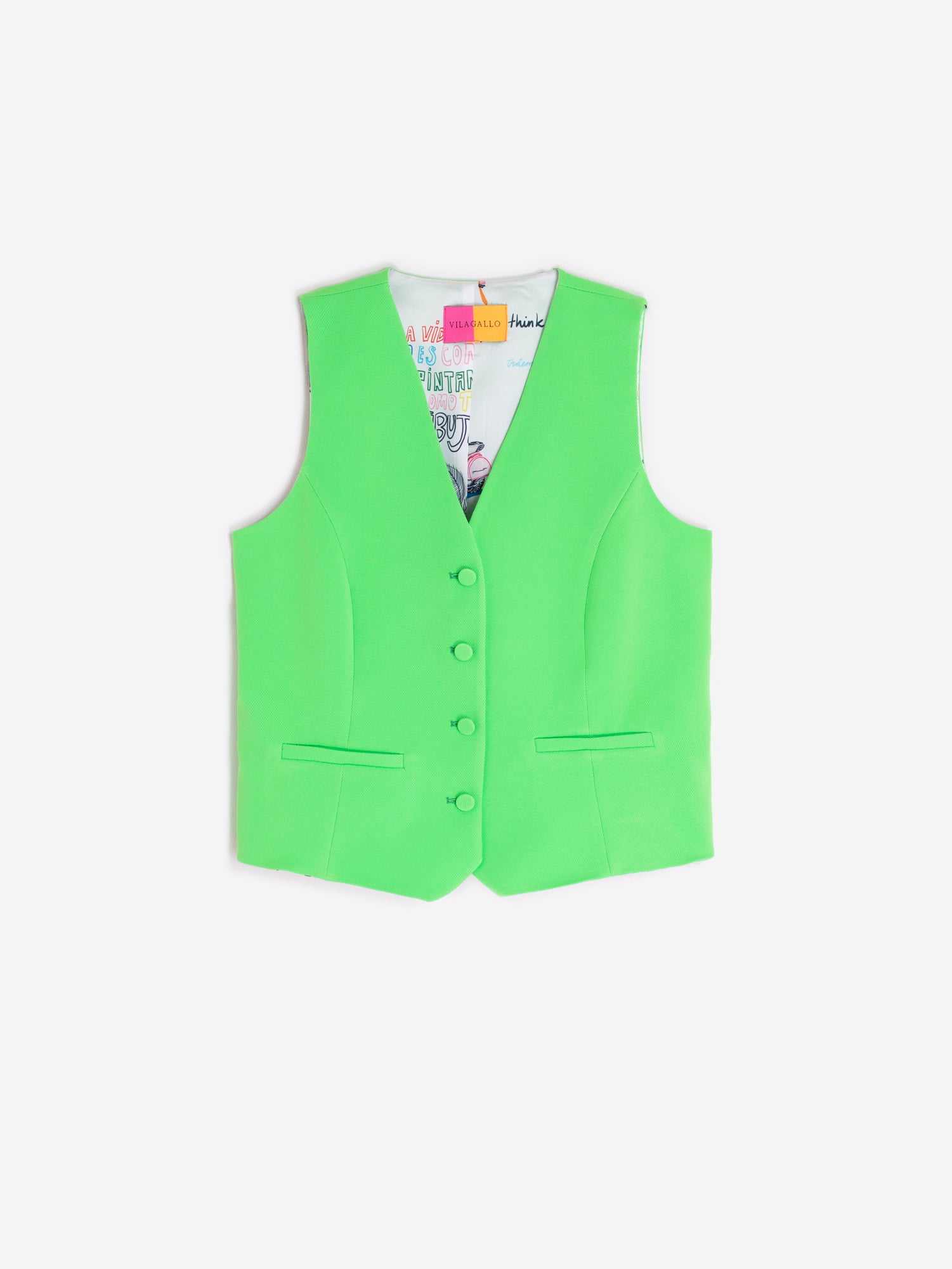 CHALECO VERDE FORRO ESTAMPADO