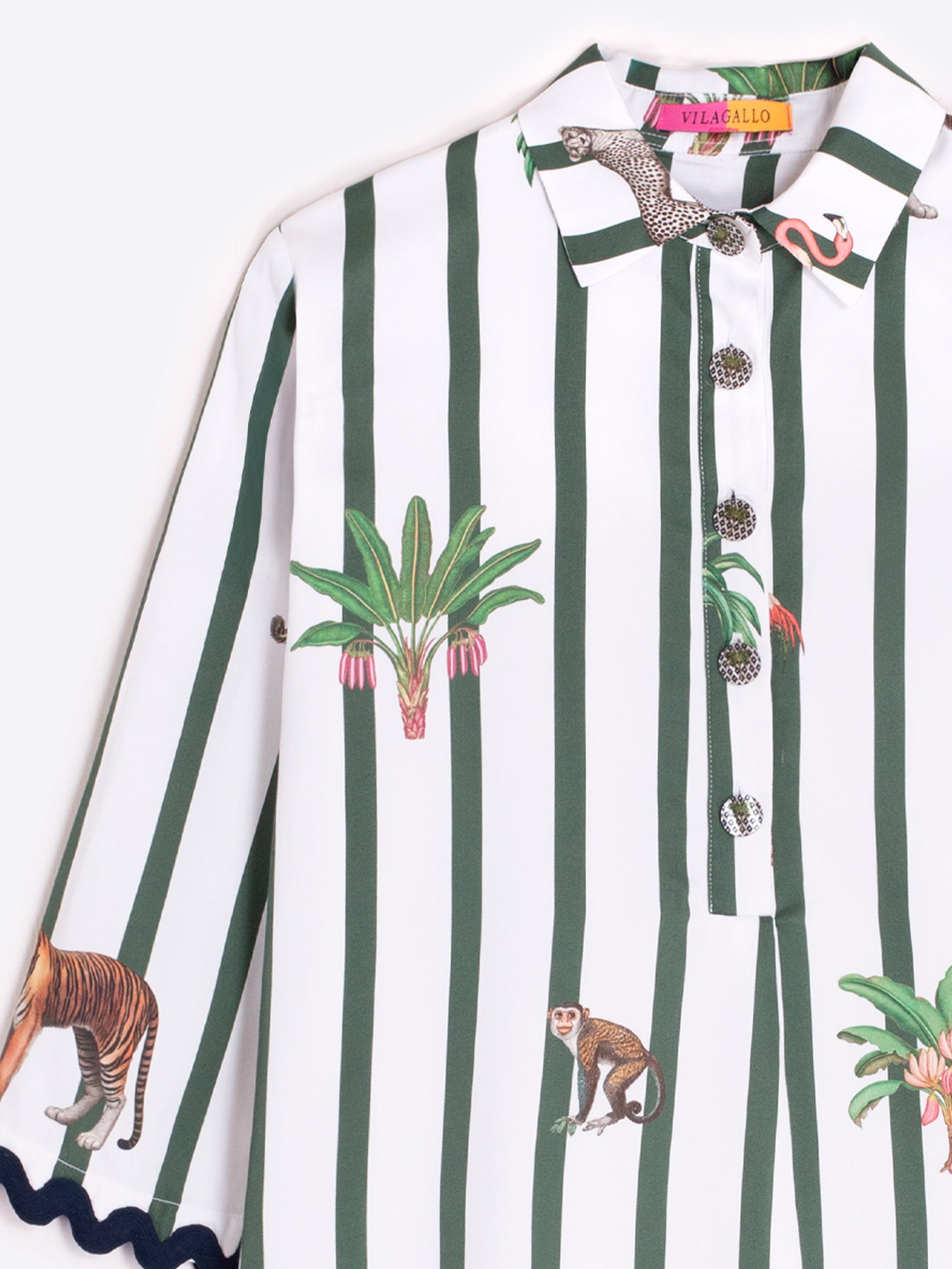 VESTIDO CAMISERO DE RAYAS VERDES ILUSTRACIONES