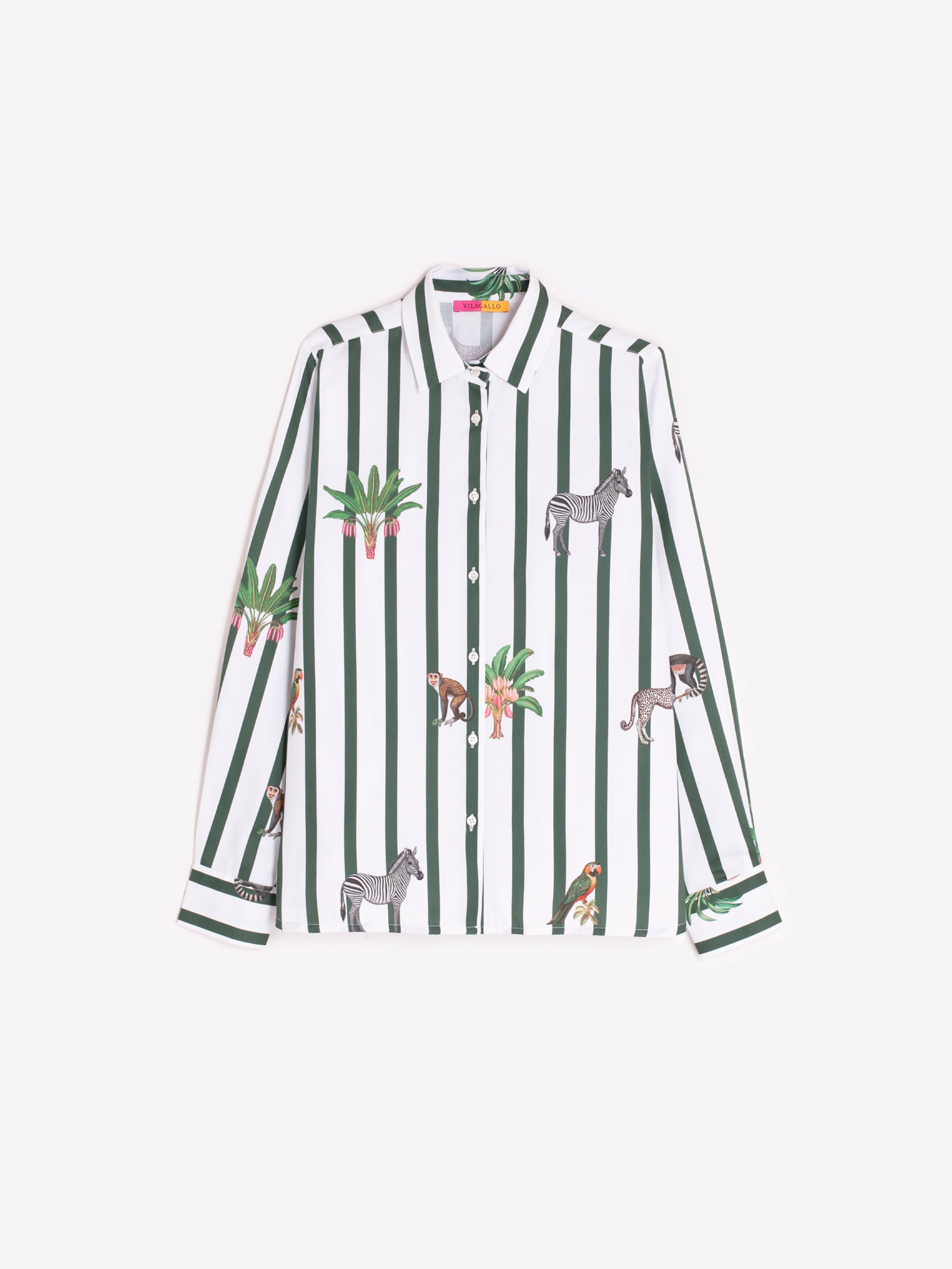 CAMISA RAYAS VERDE ANIMALES SELVA