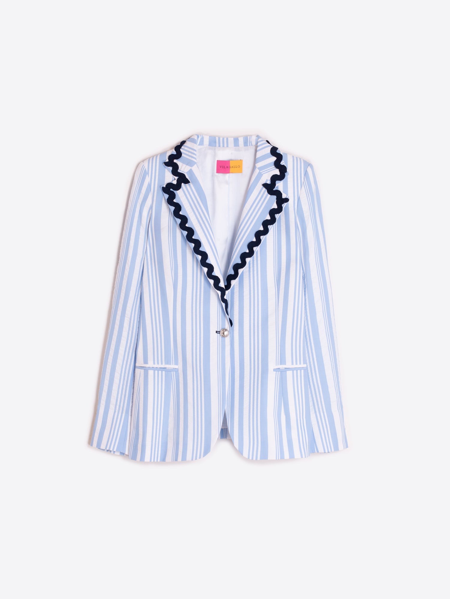 CHAQUETA RAYAS CELESTES RIBETE MARINO
